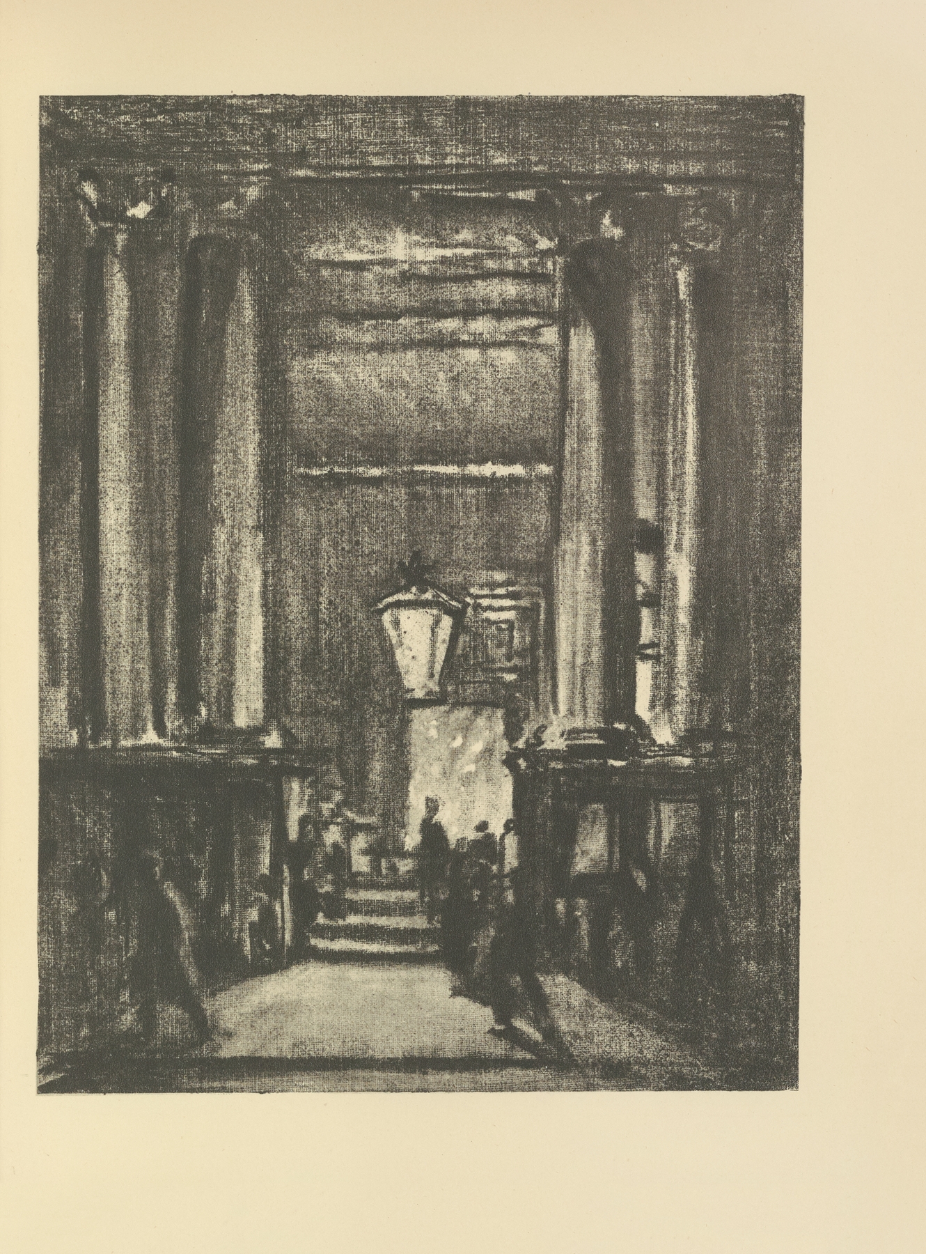 Exeter Hall by Joseph Pennell, modernism, architectural details