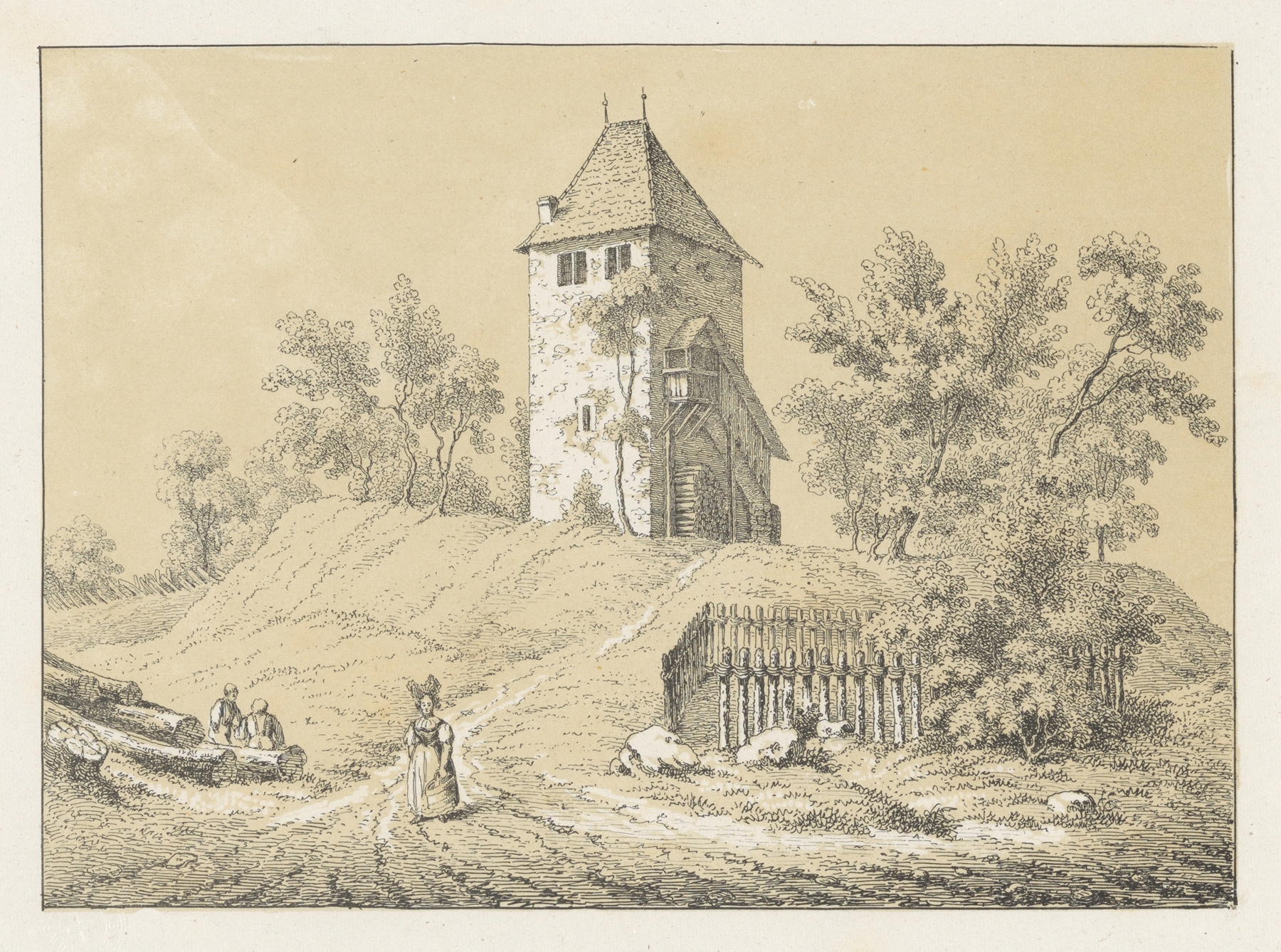 Landscape depicting decay and nostalgia, oil painting by Johann Friedrich Wagner