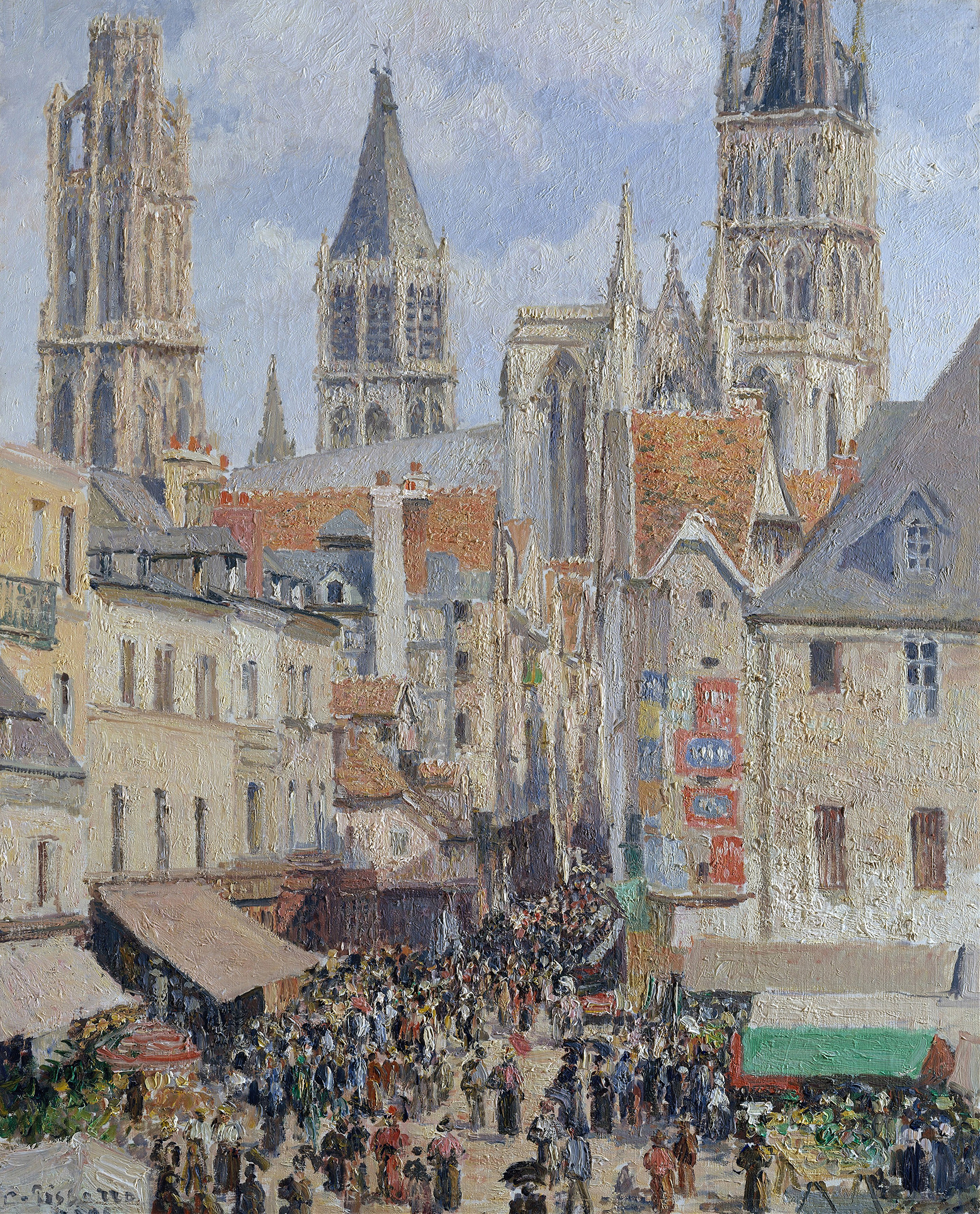 Rue de l’Épicerie, Rouen (Effect of Sunlight), by Camille Pissarro, public domain