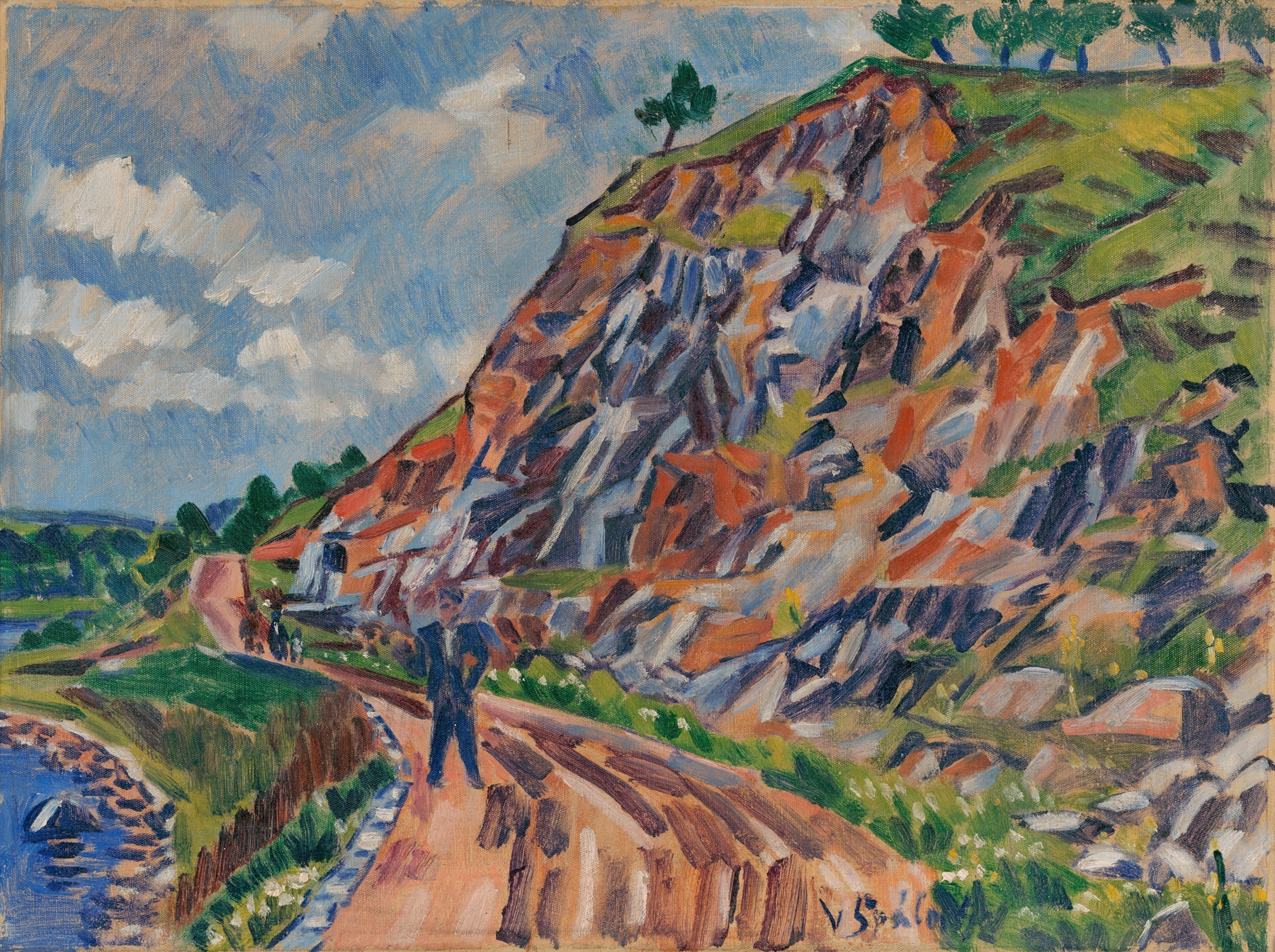 Landscape Near Pyšel, oil painting by Václav Špála depicting a vibrant natural scene.