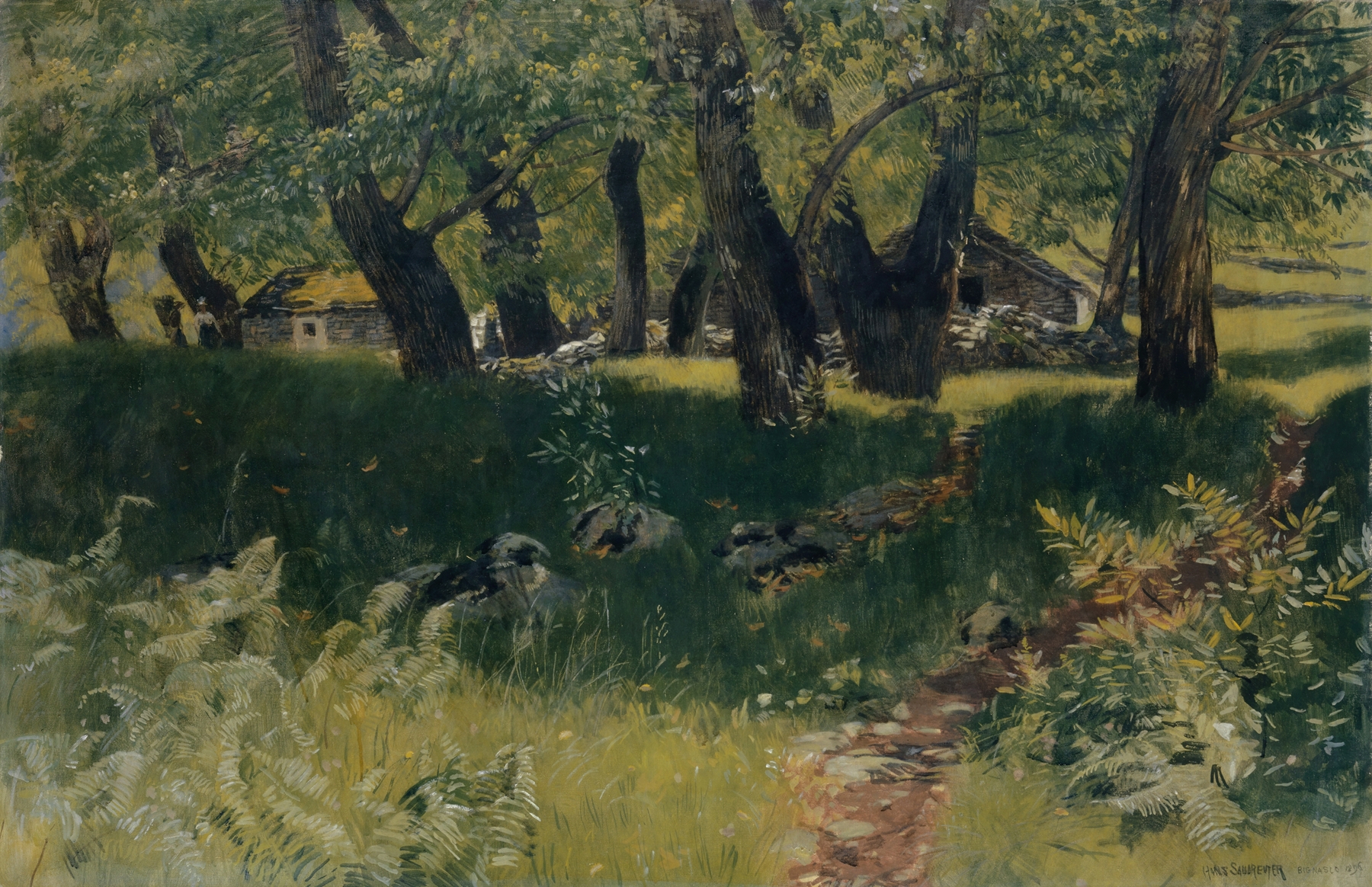 Chestnut Forest near Bignasco, oil on canvas by Hans Sandreuter