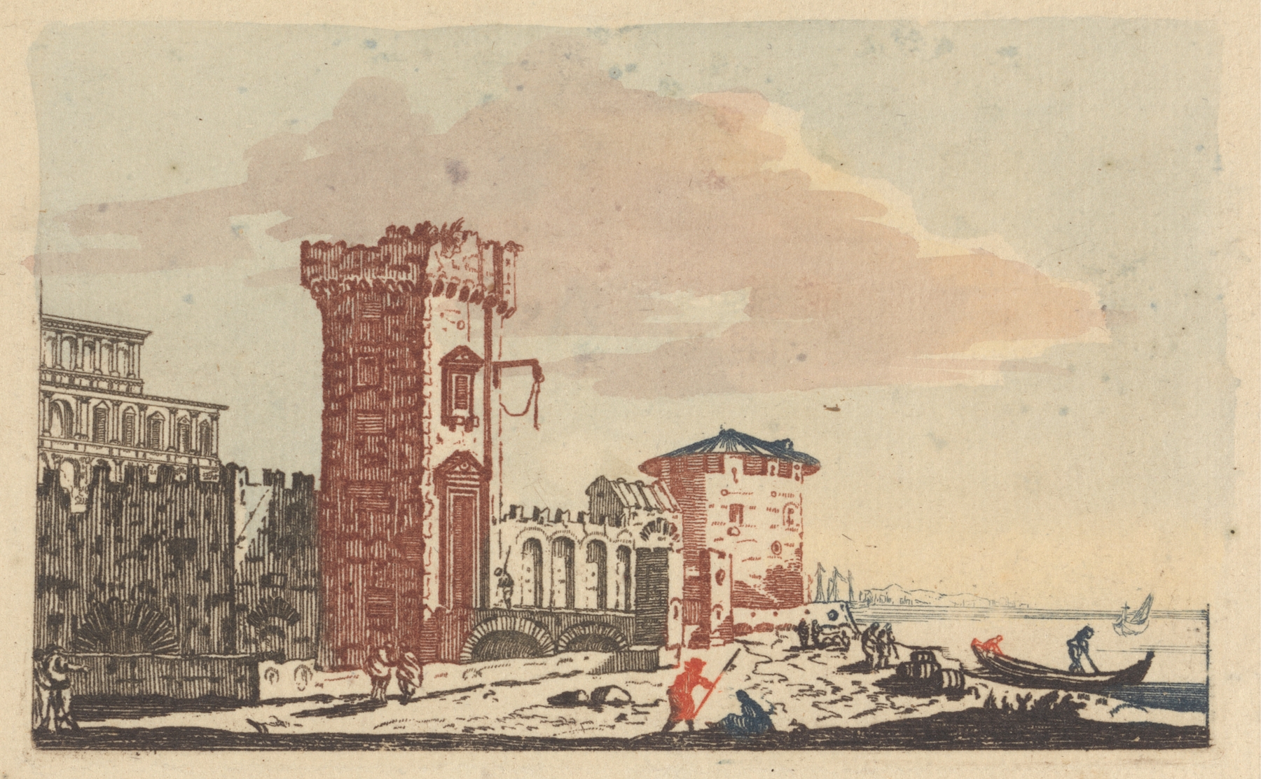 Castles, Ruins and Seascapes by Johann Teyler, oil on canvas depicting a seascape with ruins.