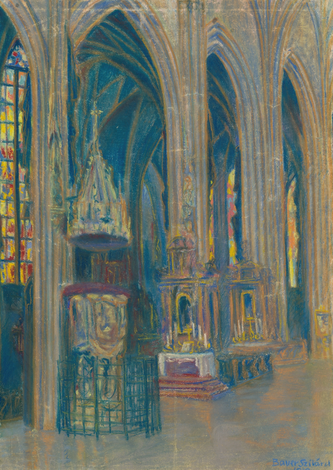 Gothic architecture in Vnútro košického dómu by Konštantín Bauer