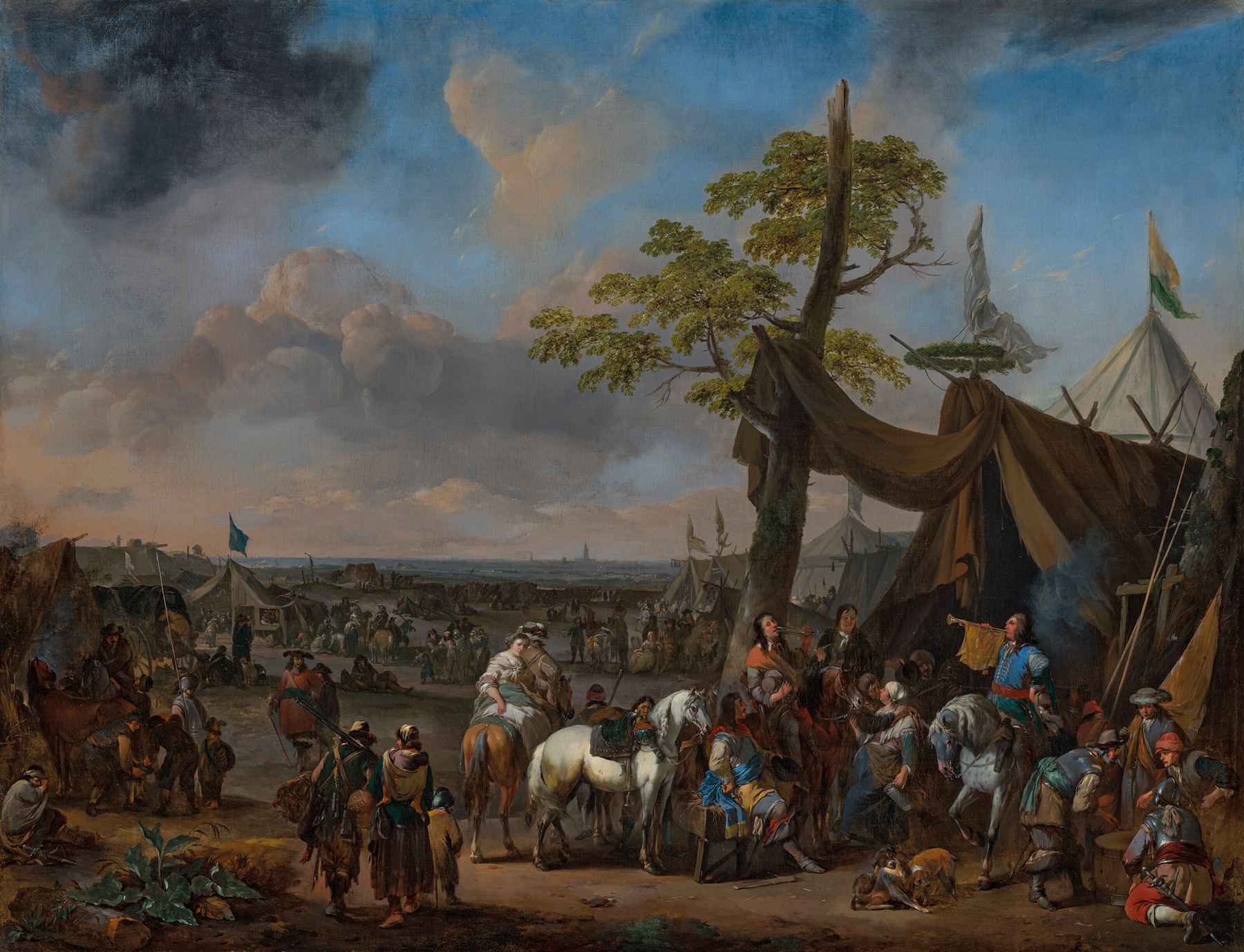 A military encampment, traditionally identified as the Siege of Antwerp, by Johannes Lingelbach, public domain