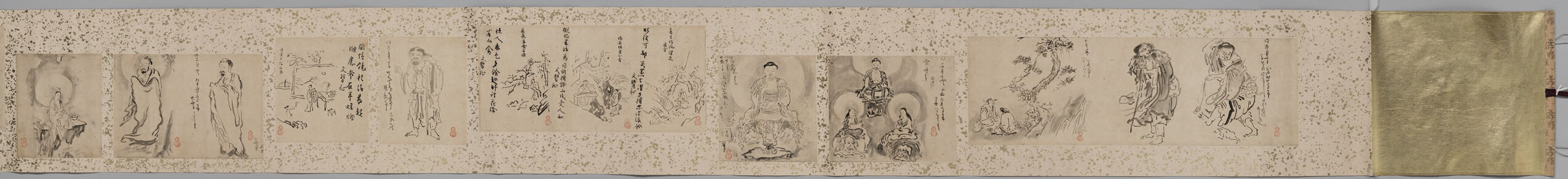 Connoisseur's Sketchbook by Kano Tan'yū (Tan'yū shukuzu), Copies of Buddhist Paintings, Vol. I, by Kano Tan'yū 狩野探幽, public domain