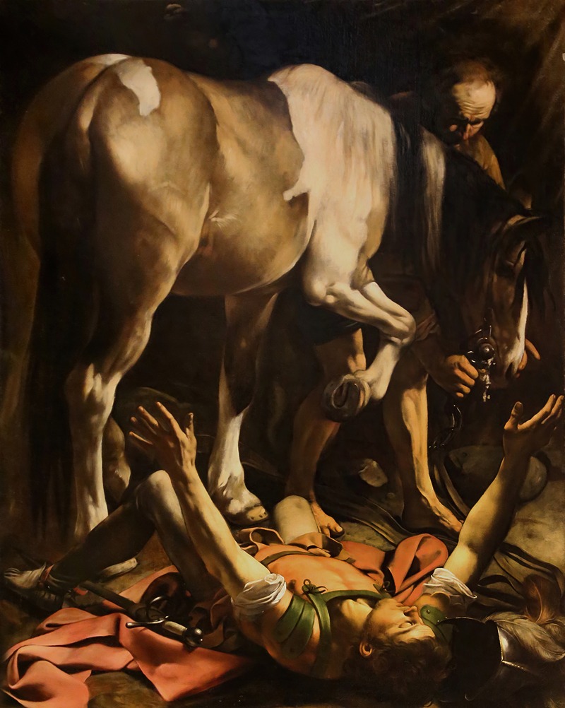 Caravaggio's *Conversion of Saint Paul* depicts the dramatic moment of Saint Paul's conversion.
