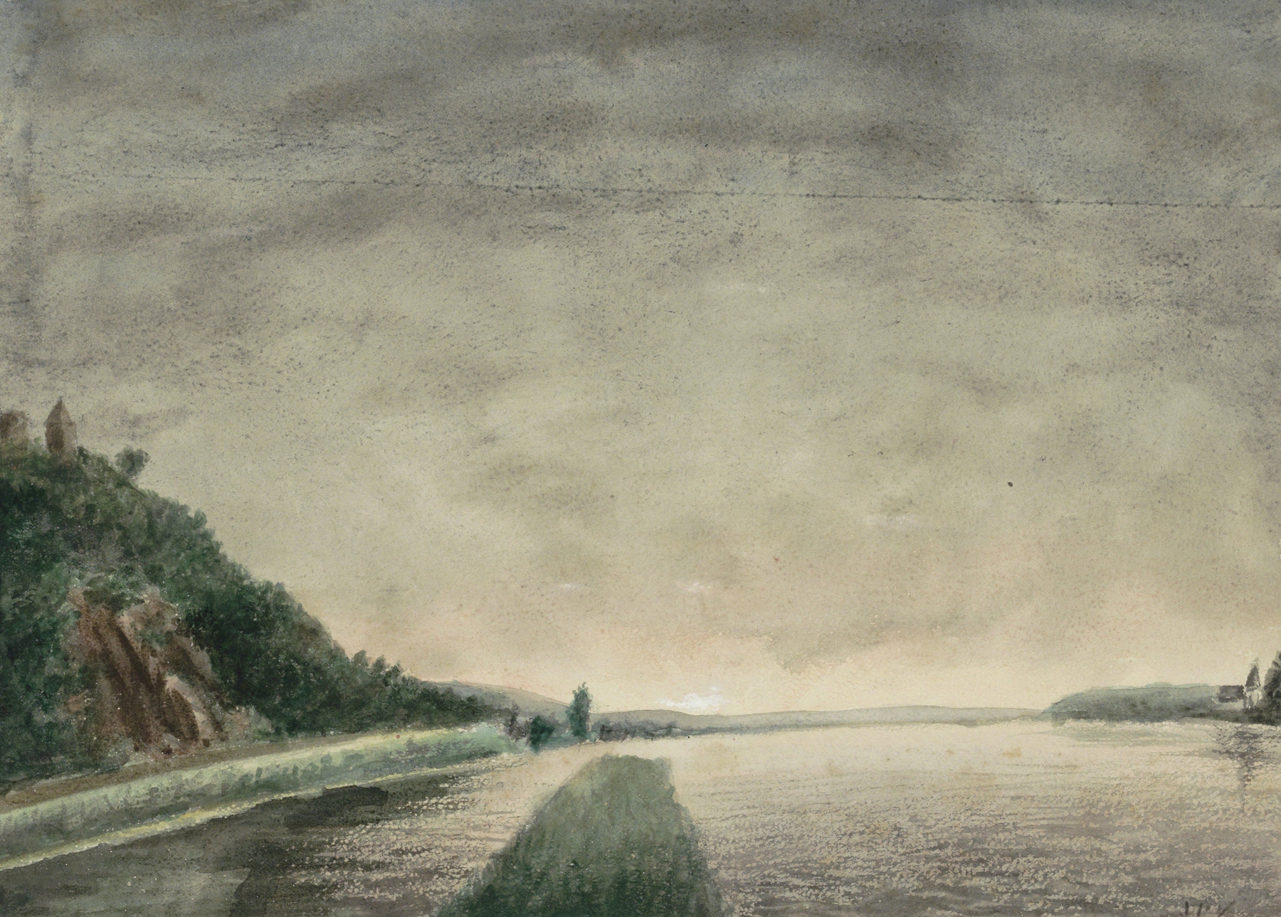 Landscape with hills and a lake by Jan Veth, oil painting