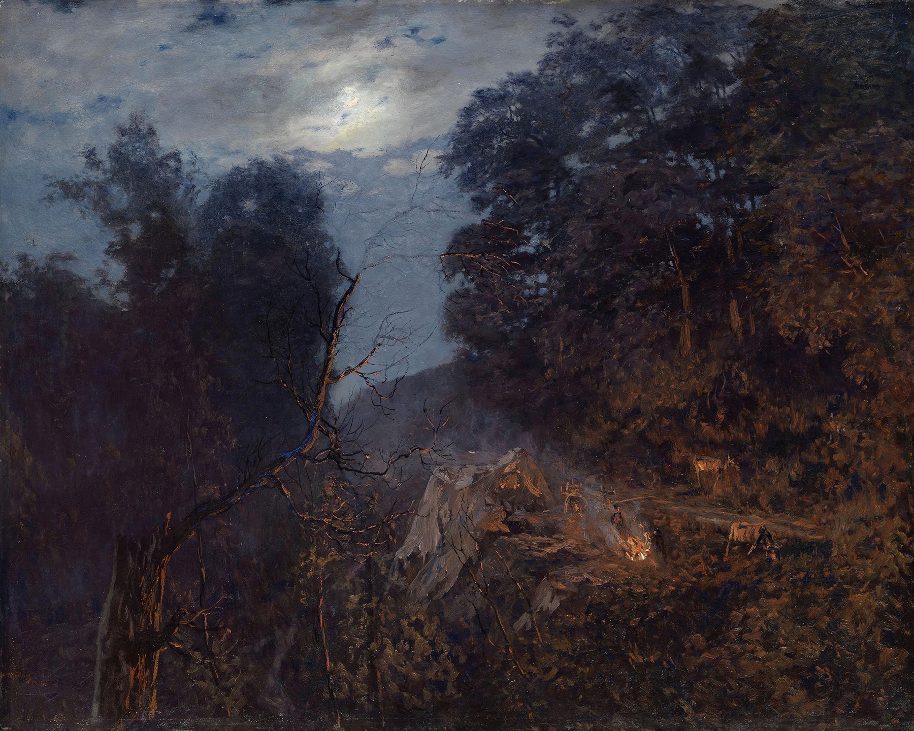 Oil painting by Nikolay Nikanorovich Dubovskoy depicting dawn with a solitary figure.