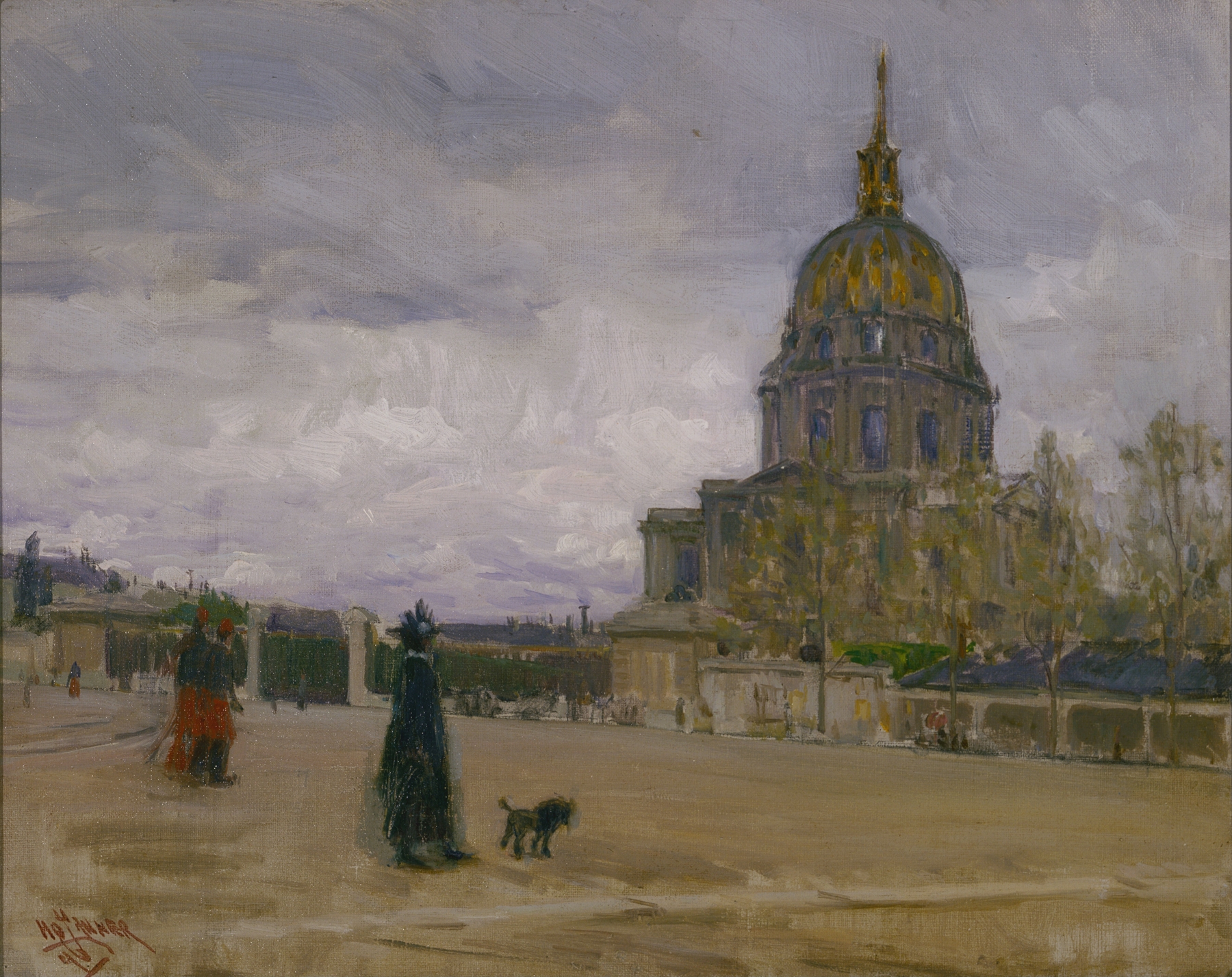 Les Invalides, Paris by Henry Ossawa Tanner, oil on canvas depicting a sunset over the dome.