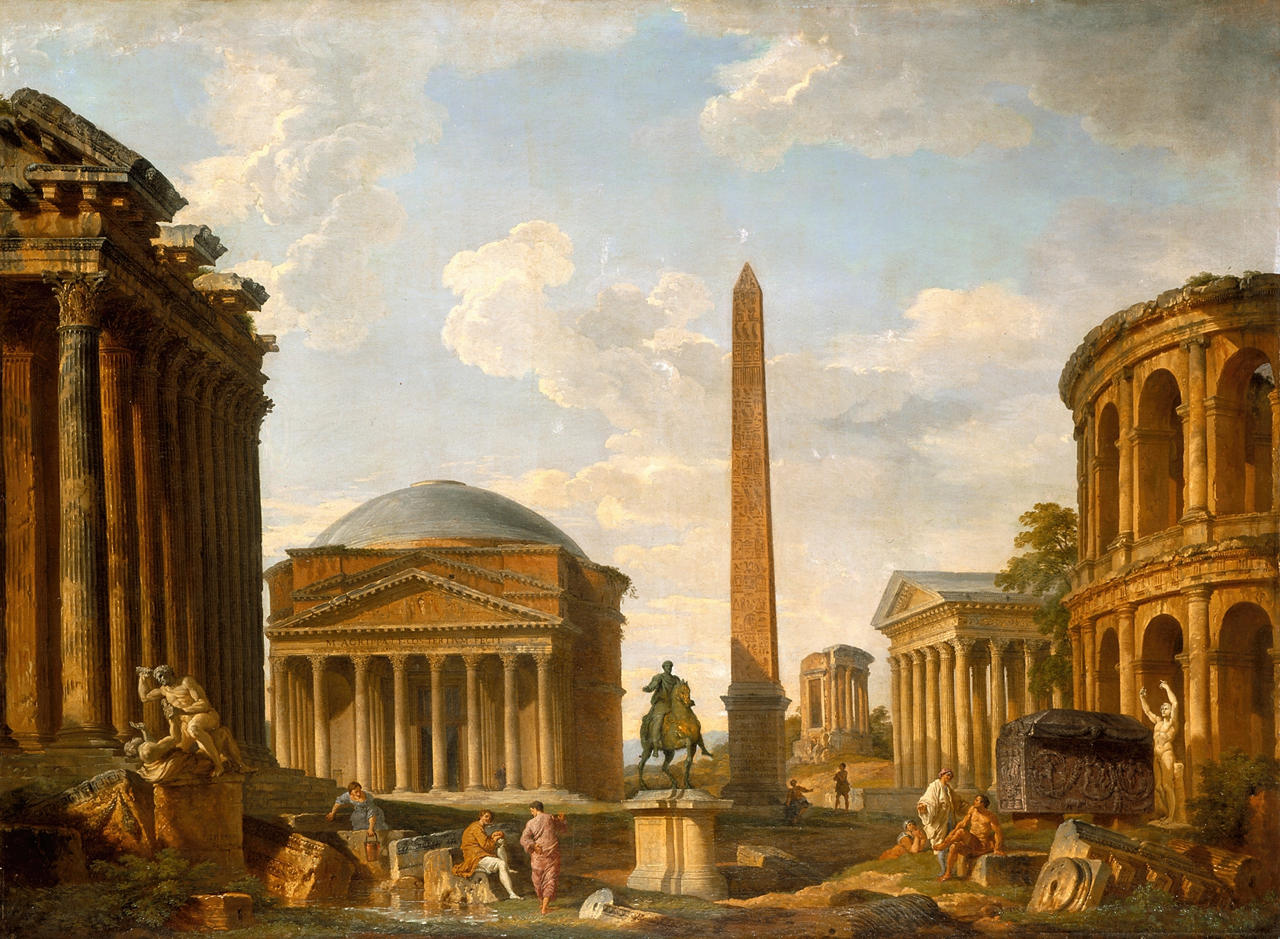 Roman Capriccio; The Pantheon and Other Monuments, by Giovanni Paolo Panini, public domain