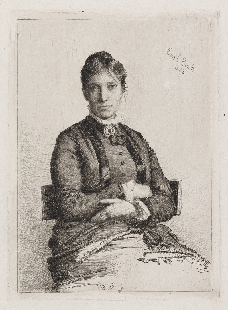 Portrait of Alma Bloch by Carl Bloch captures a woman in a serene setting.