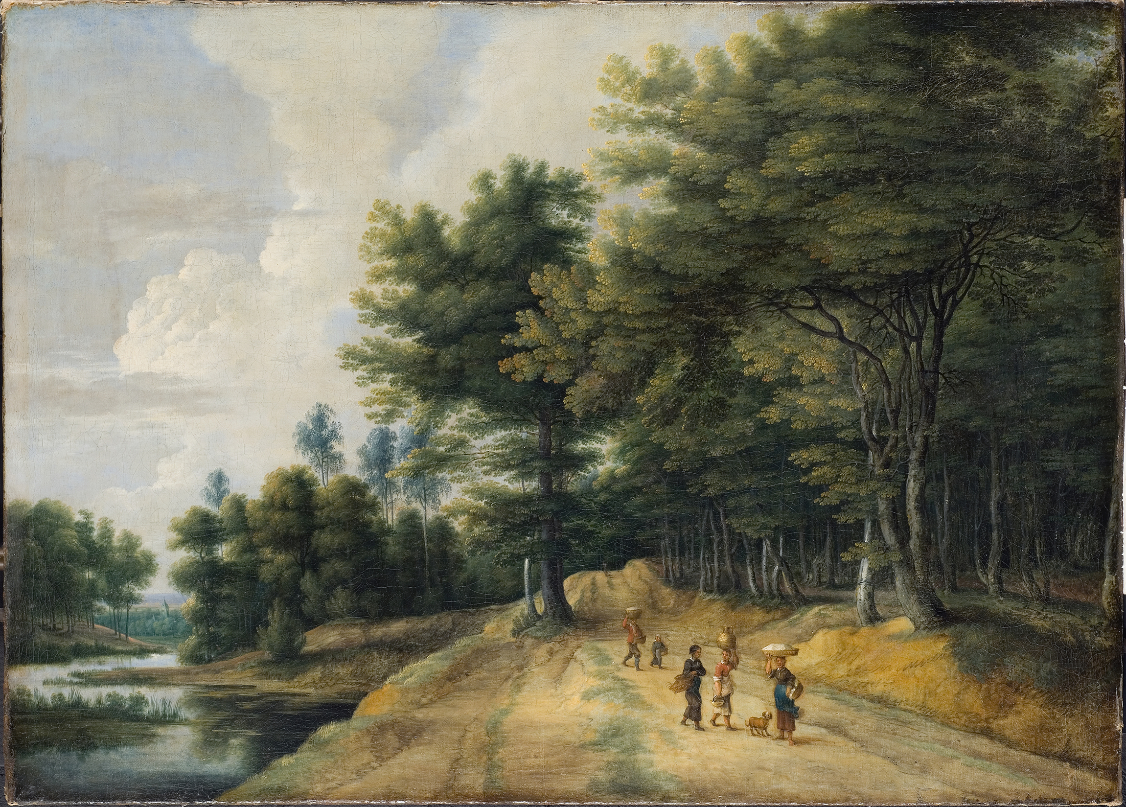 Landscape with a Road through a Wood of Beeches, oil painting by Lucas van Uden