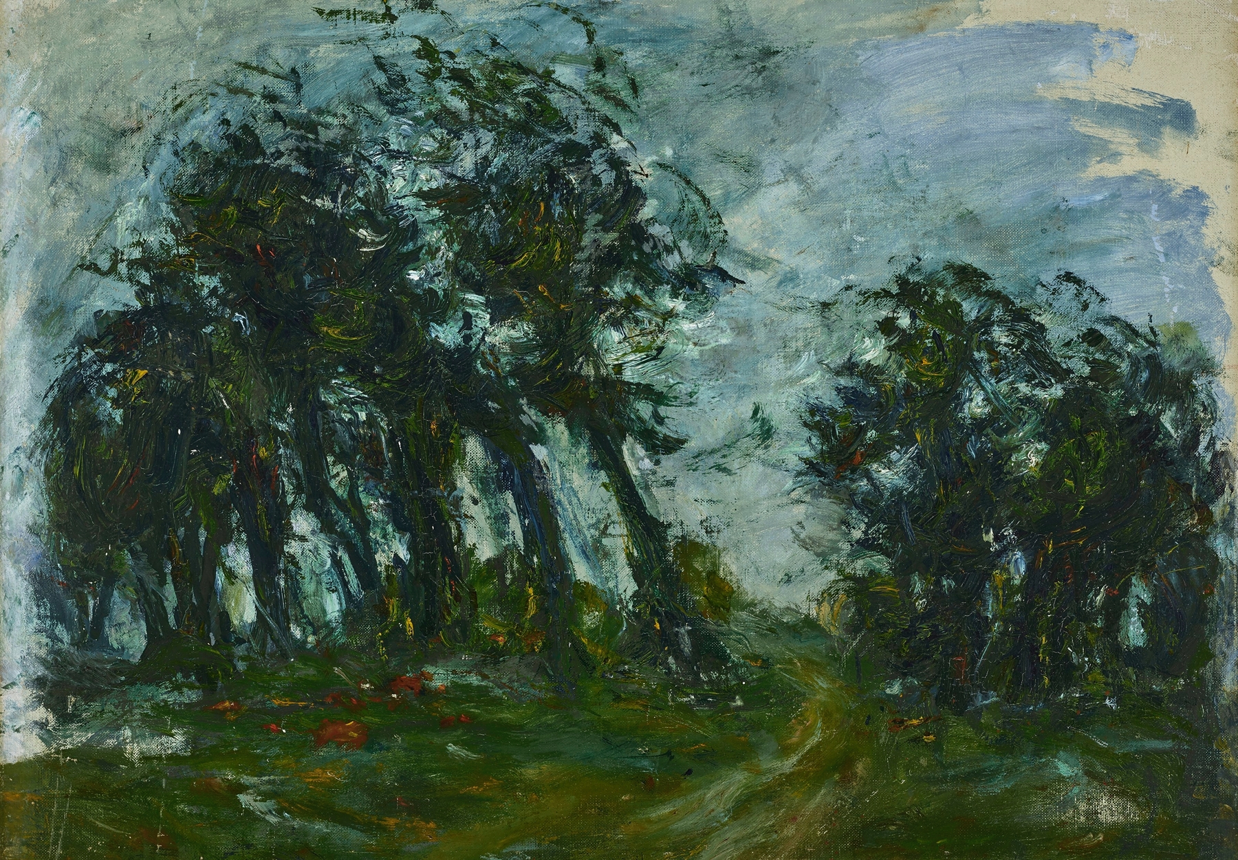 Landscape by Chaïm Soutine, oil on canvas with dynamic brushstrokes and vibrant colors.