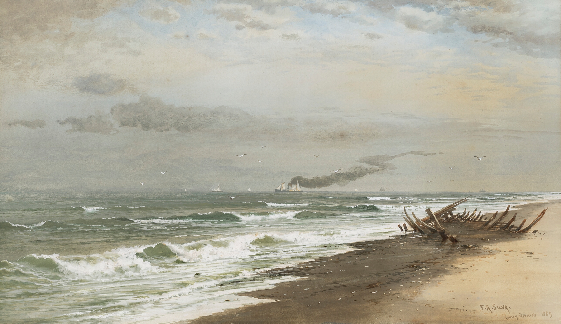 Long Branch Beach, by Francis Augustus Silva, public domain
