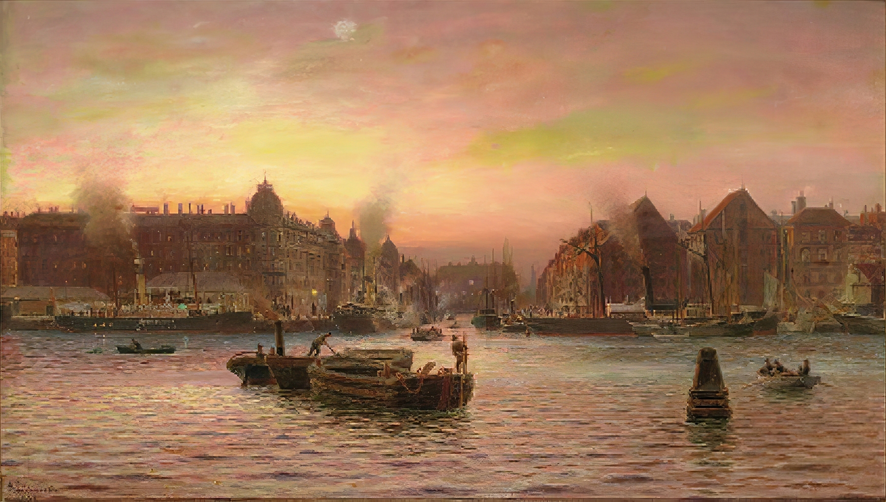 Twilight landscape with vibrant colors, oil painting by Holger Lübbers