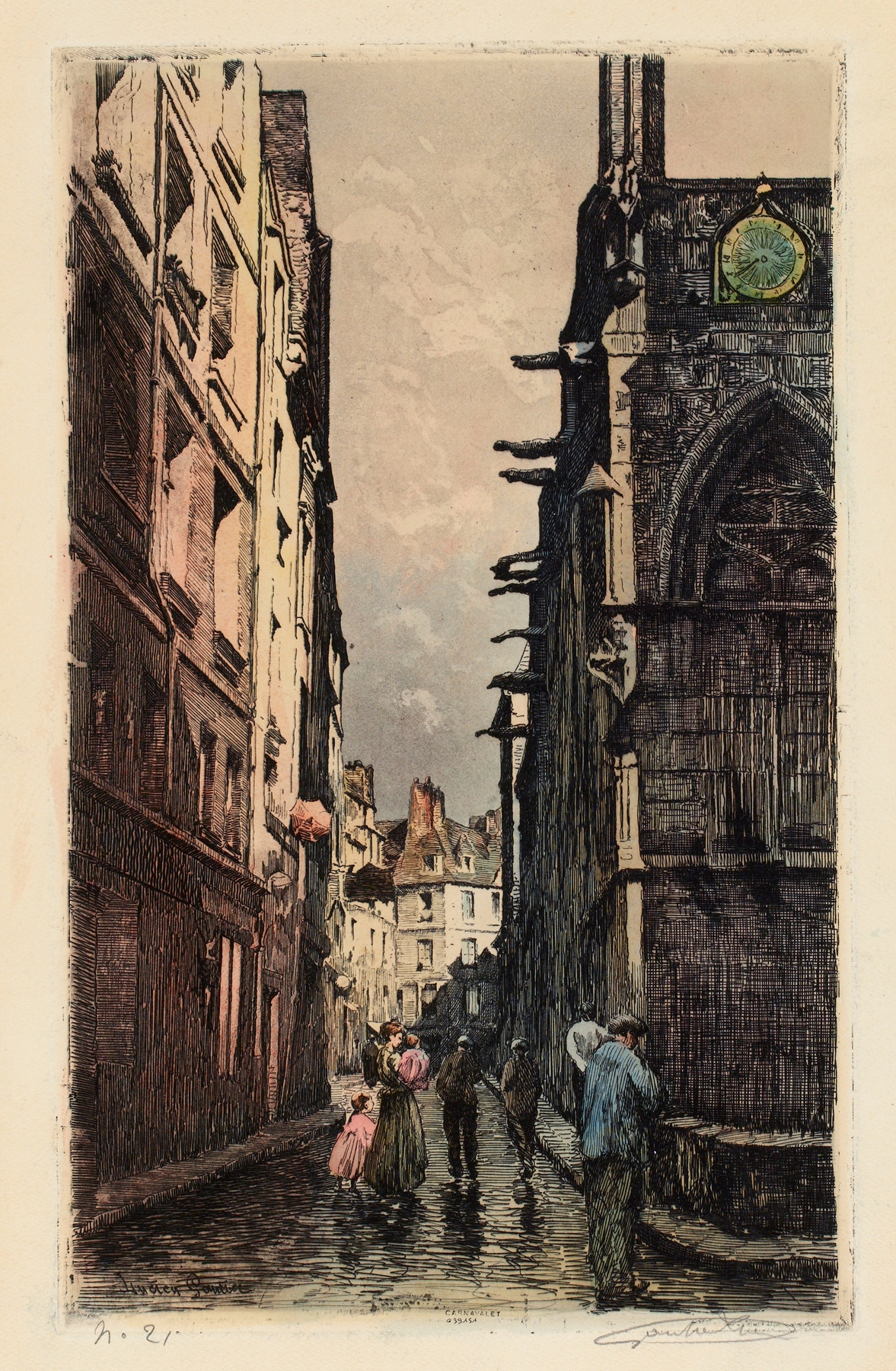 La rue Saint Séverin et une partie de l’église, by Lucien Marcelin Gautier, public domain