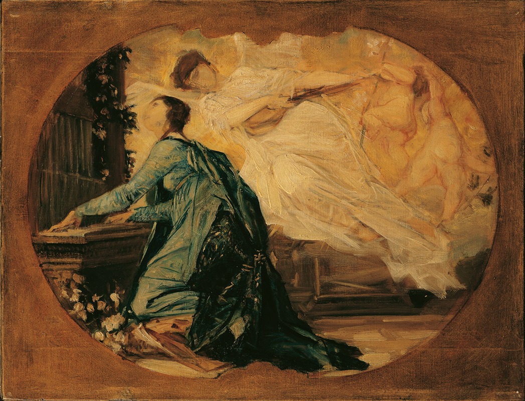 Gustav Klimt's 'Organ player' depicts a musician in a richly decorated setting.