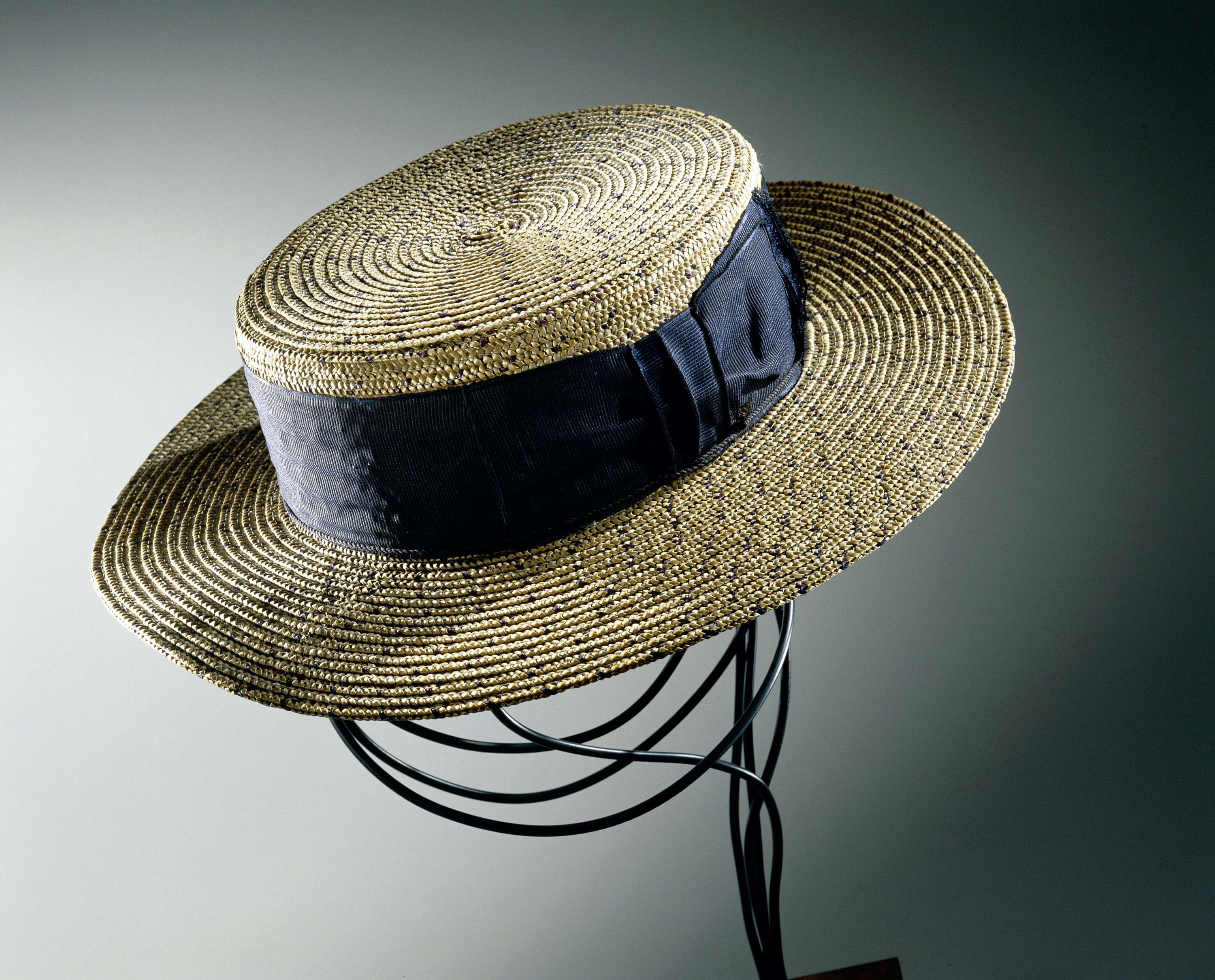 Straw boater made of silk by Unknown Artist