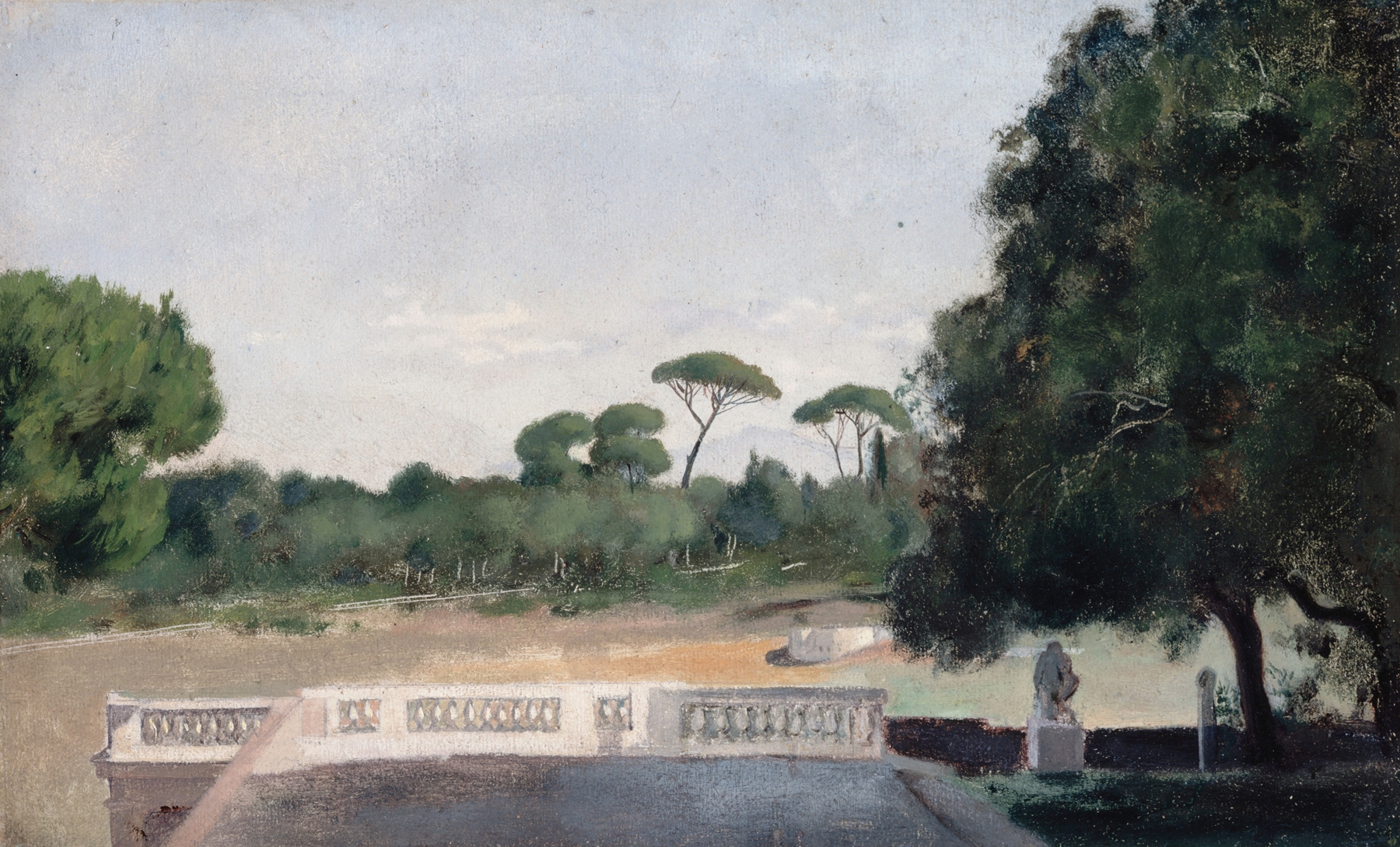 Lush greenery in Jardins de la Villa Borghèse by Jean-Jacques Henner, oil painting