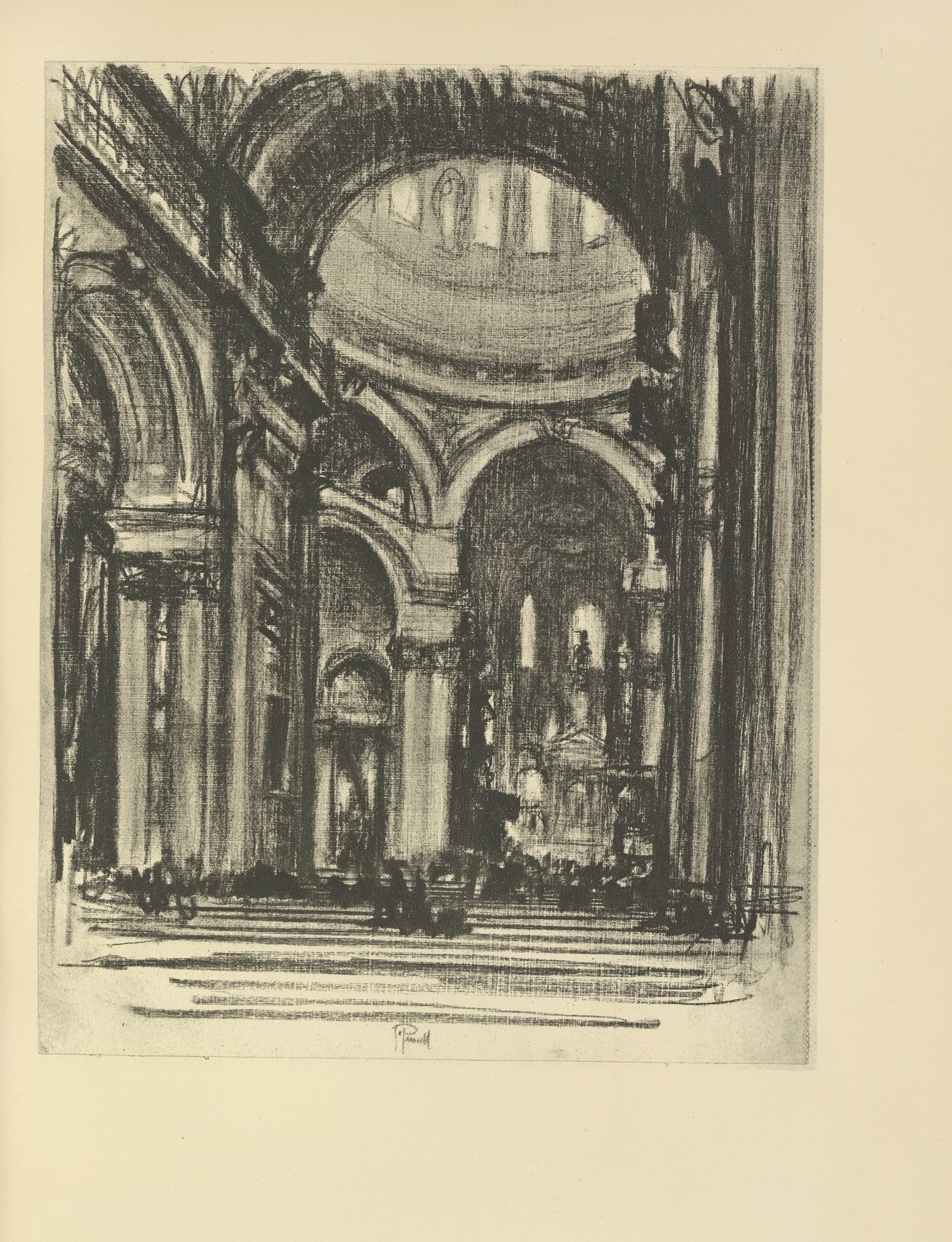 St. Paul’s, The Nave, by Joseph Pennell, public domain