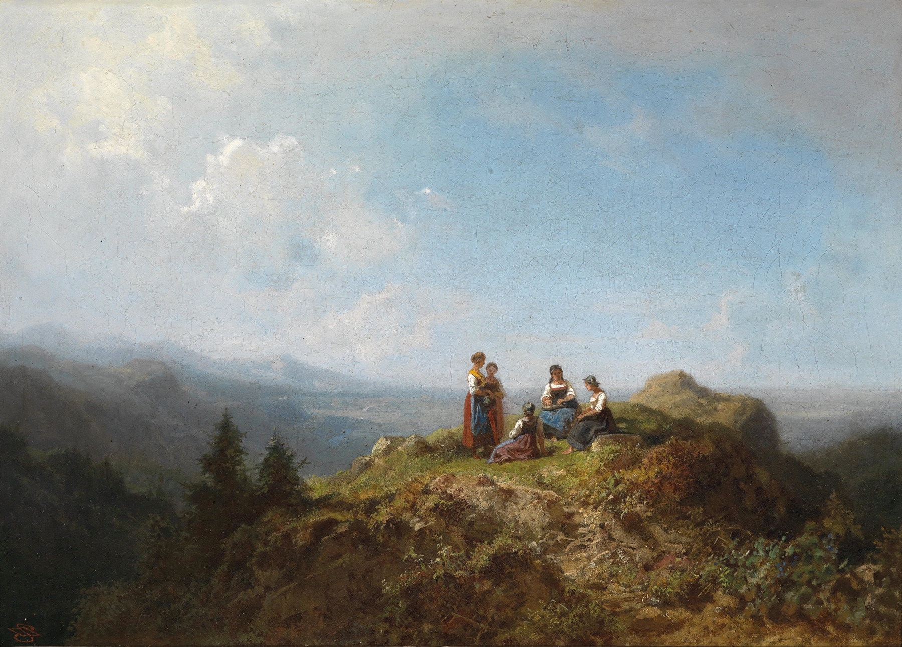 Dirndln auf der Alm, by Carl Spitzweg, public domain
