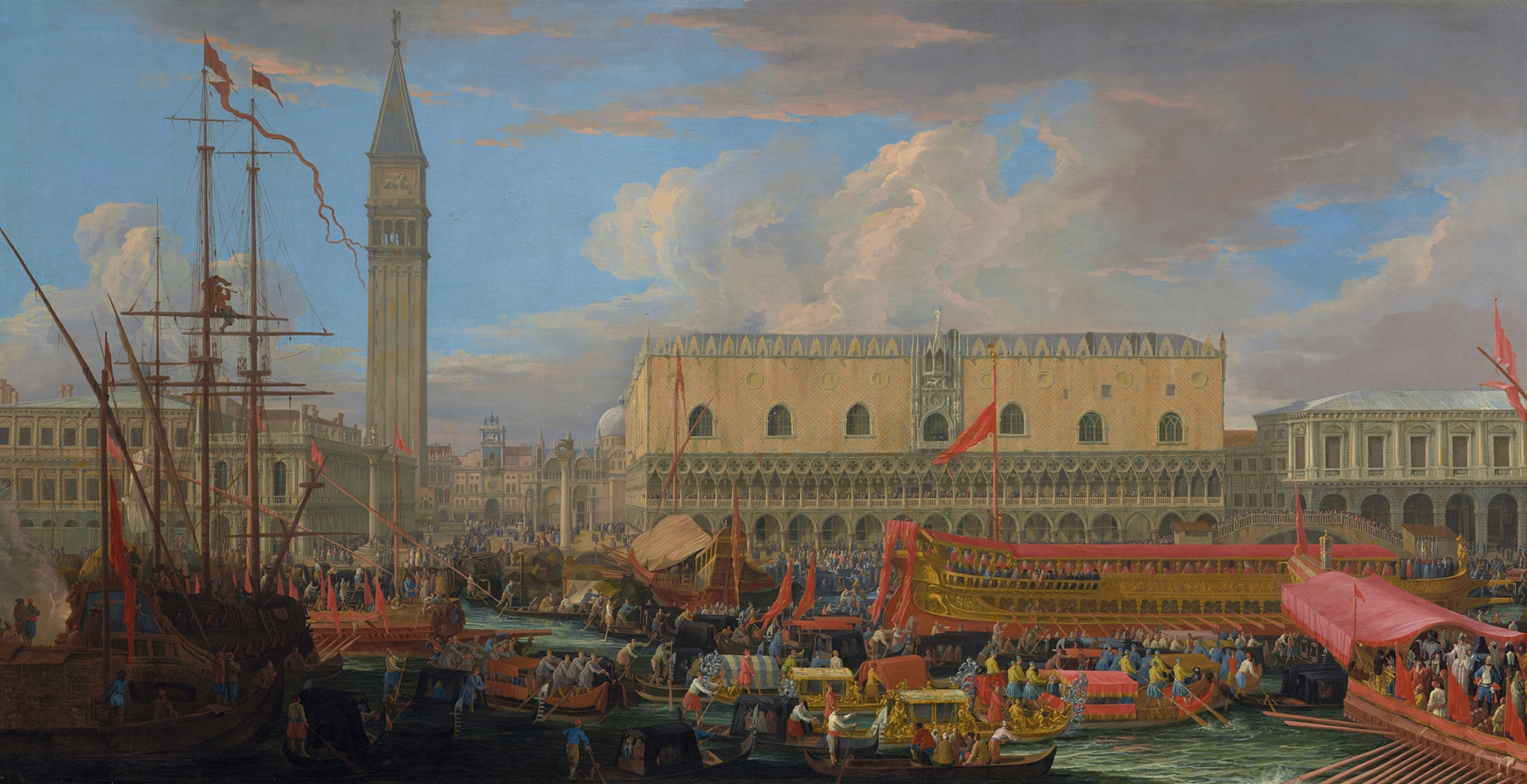 The Bucintoro Departing from the Bacino di San Marco, by Luca Carlevarijs, public domain