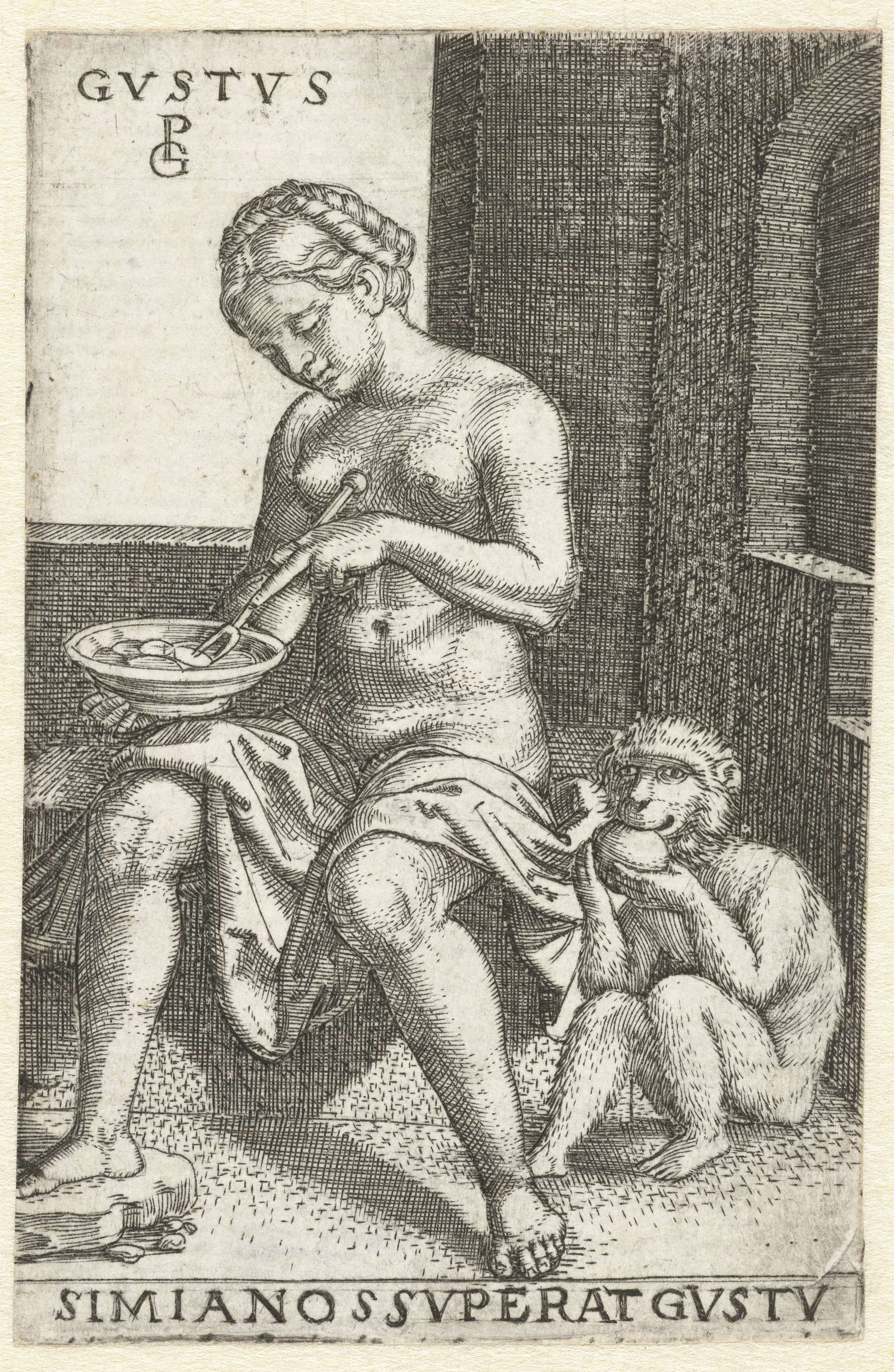 Smaak (Gustus), by Georg Pencz, public domain