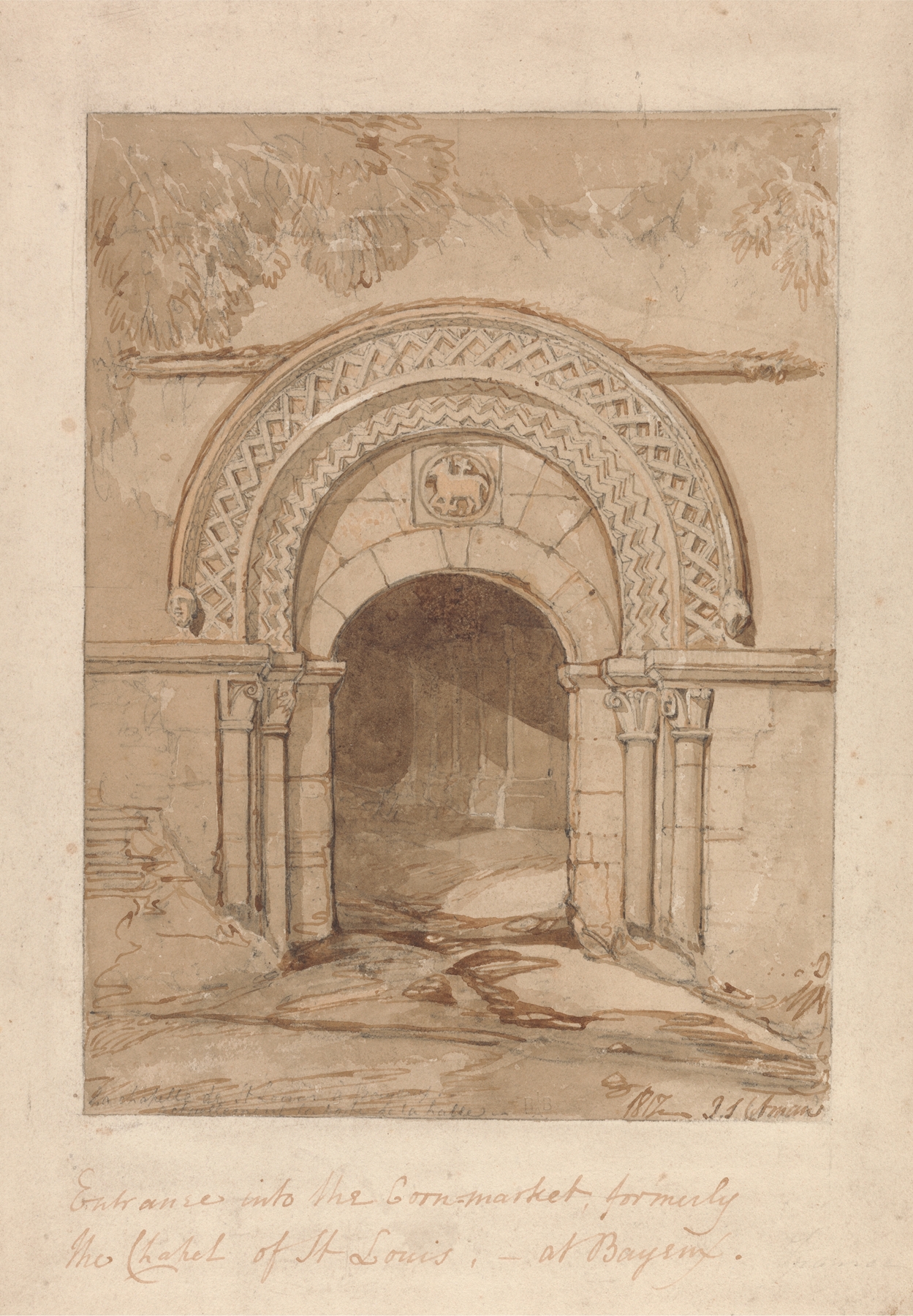 Entrance into the Cornmarket, watercolor on paper by John Sell Cotman