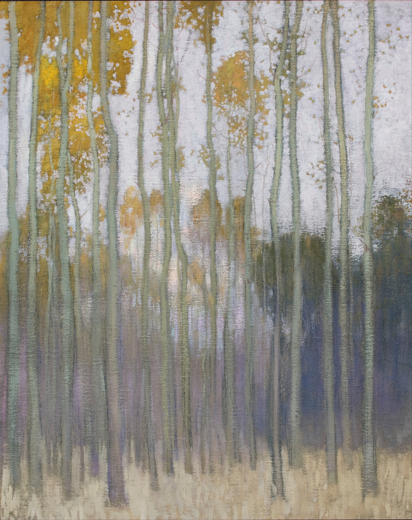 Forest scene with sunlight filtering through trees, oil painting by Johann Walter-Kurau