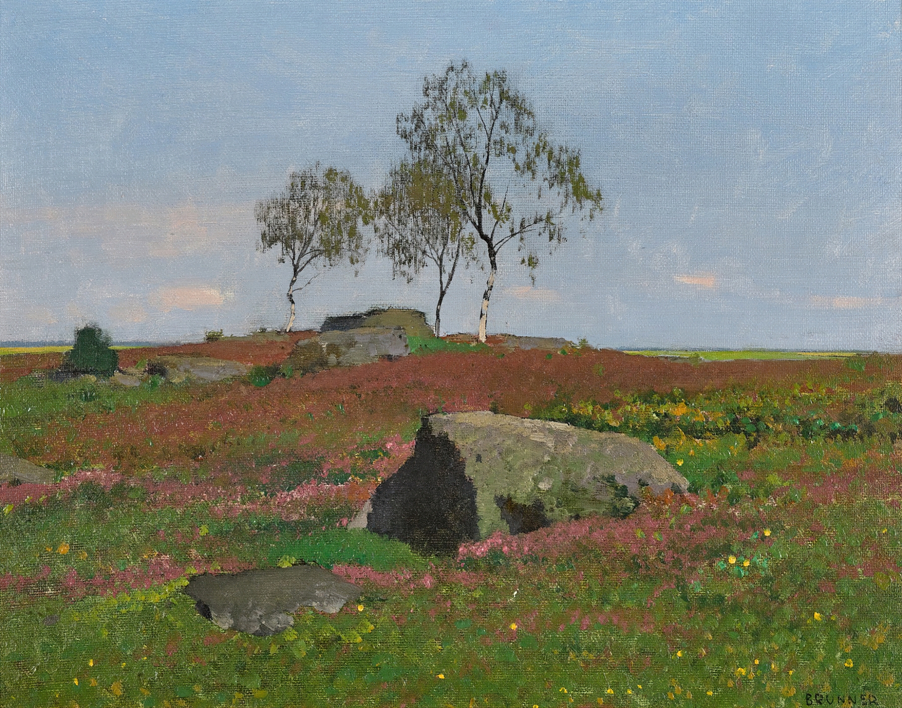 Silver Birches in a Landscape, by Ferdinand Brunner, public domain