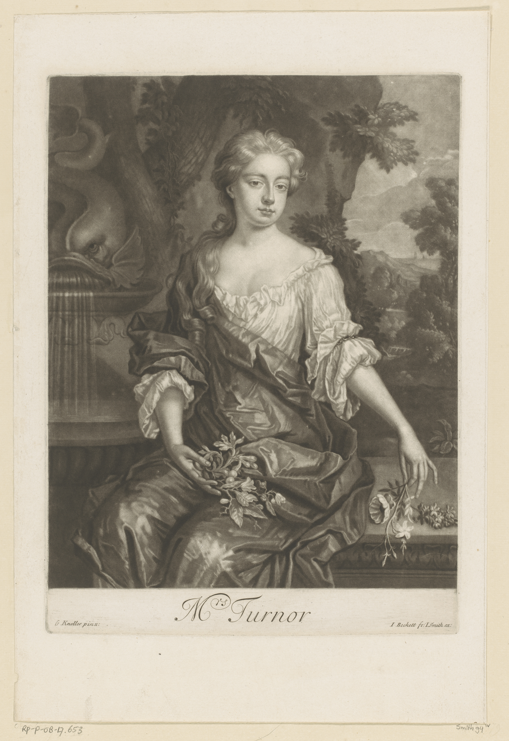 Portrait of Diana Turnor by Isaac Beckett, paper medium