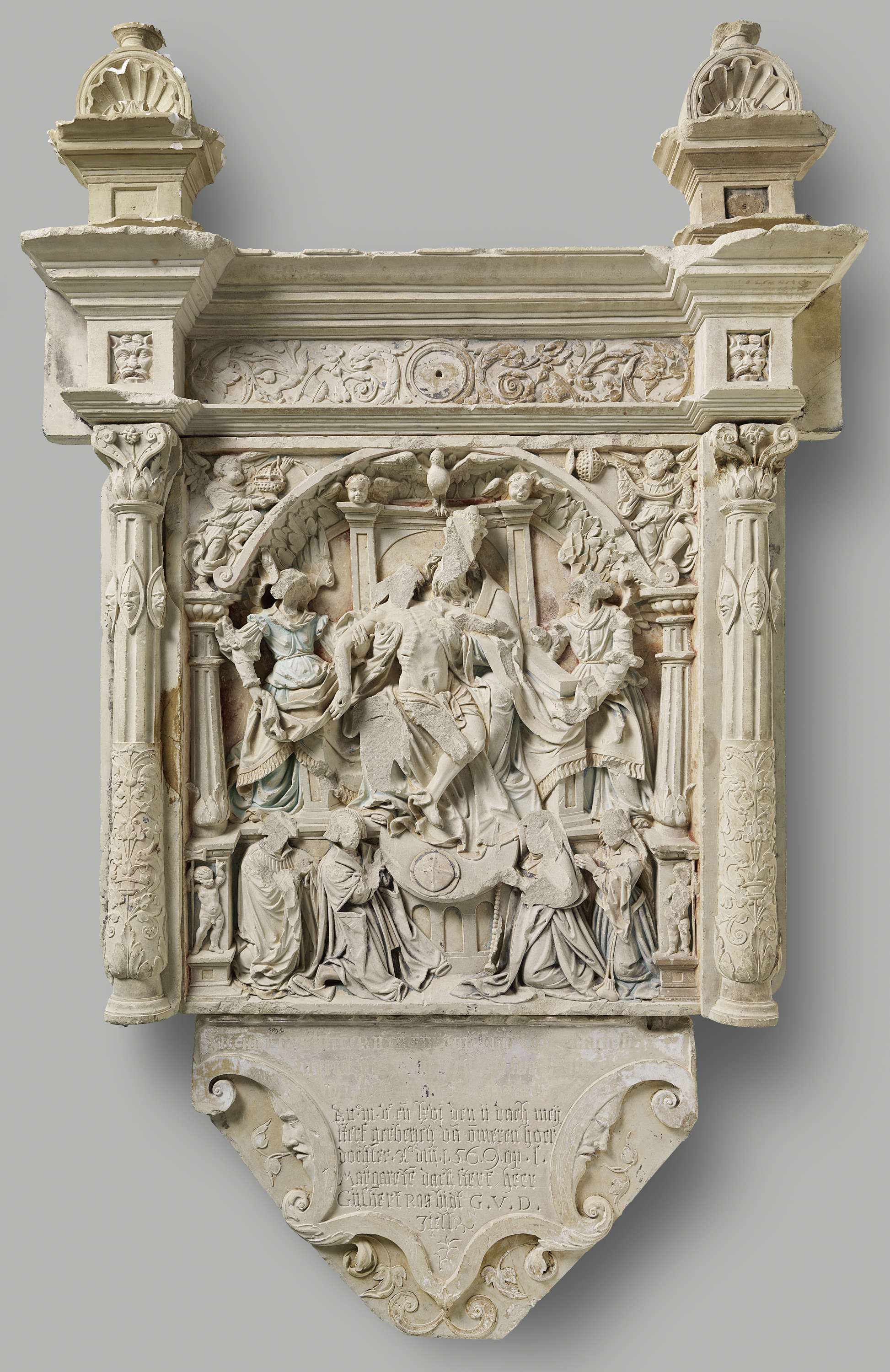 Epitaph for the Ros Family with the Seat of Mercy, stone sculpture by Arnt van Tricht