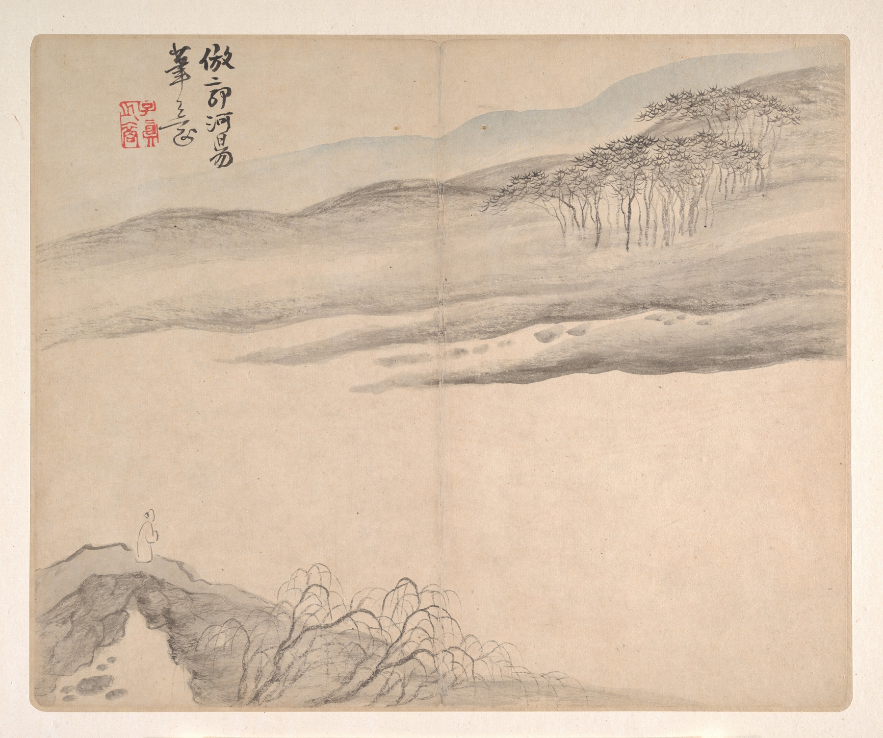 Landscapes after Ancient Masters Pl.09, by Mei Qing, public domain