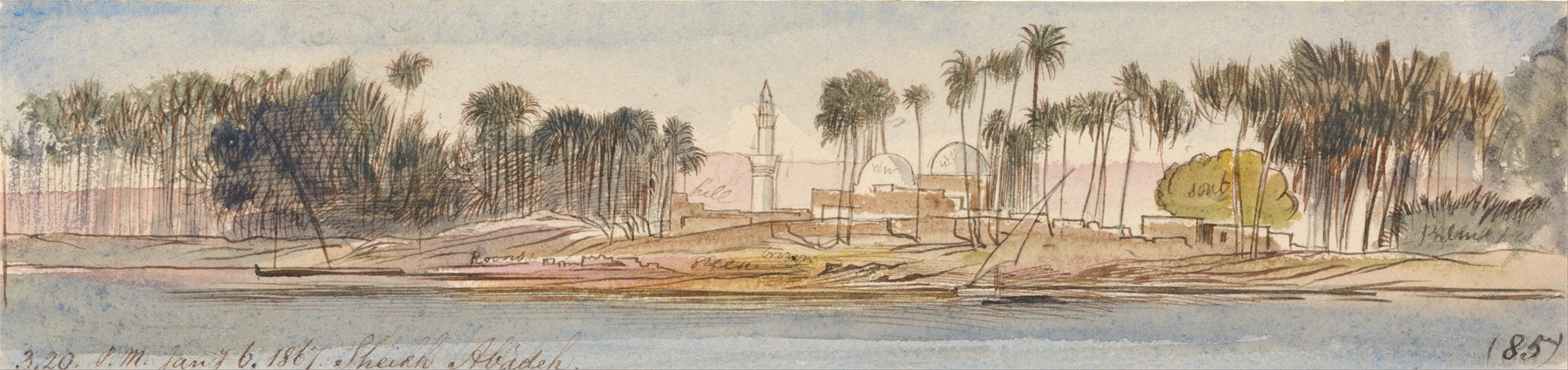 Sheikh Abadeh, 3-20 pm, 6 January 1867, by Edward Lear, public domain