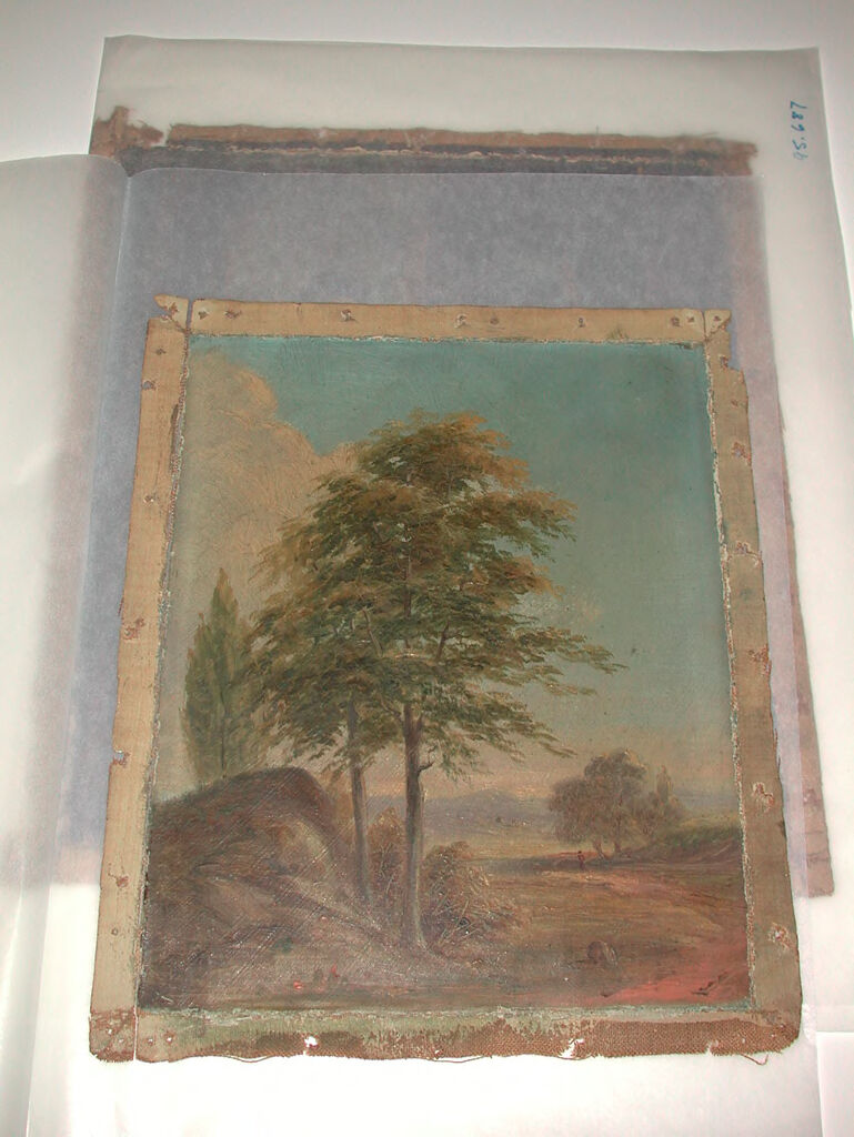 Landscape with Figure on Path, oil on canvas by an unidentified artist