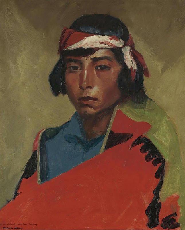 A portrait of a young boy from the Tesuque Pueblo by Robert Henri.