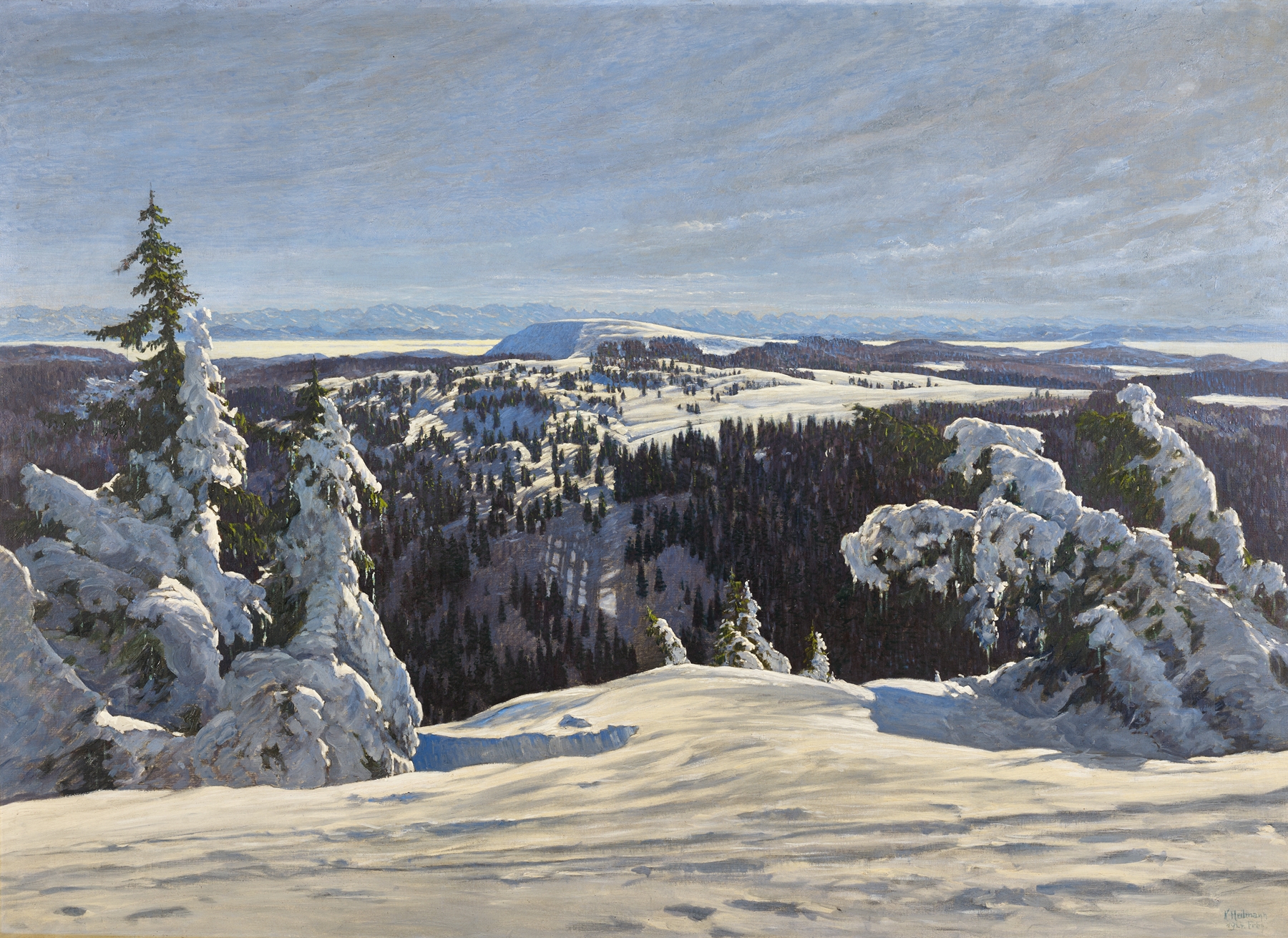 Landscape with mountains and soft colors by Karl Julius Wilhelm Heilmann, 1924