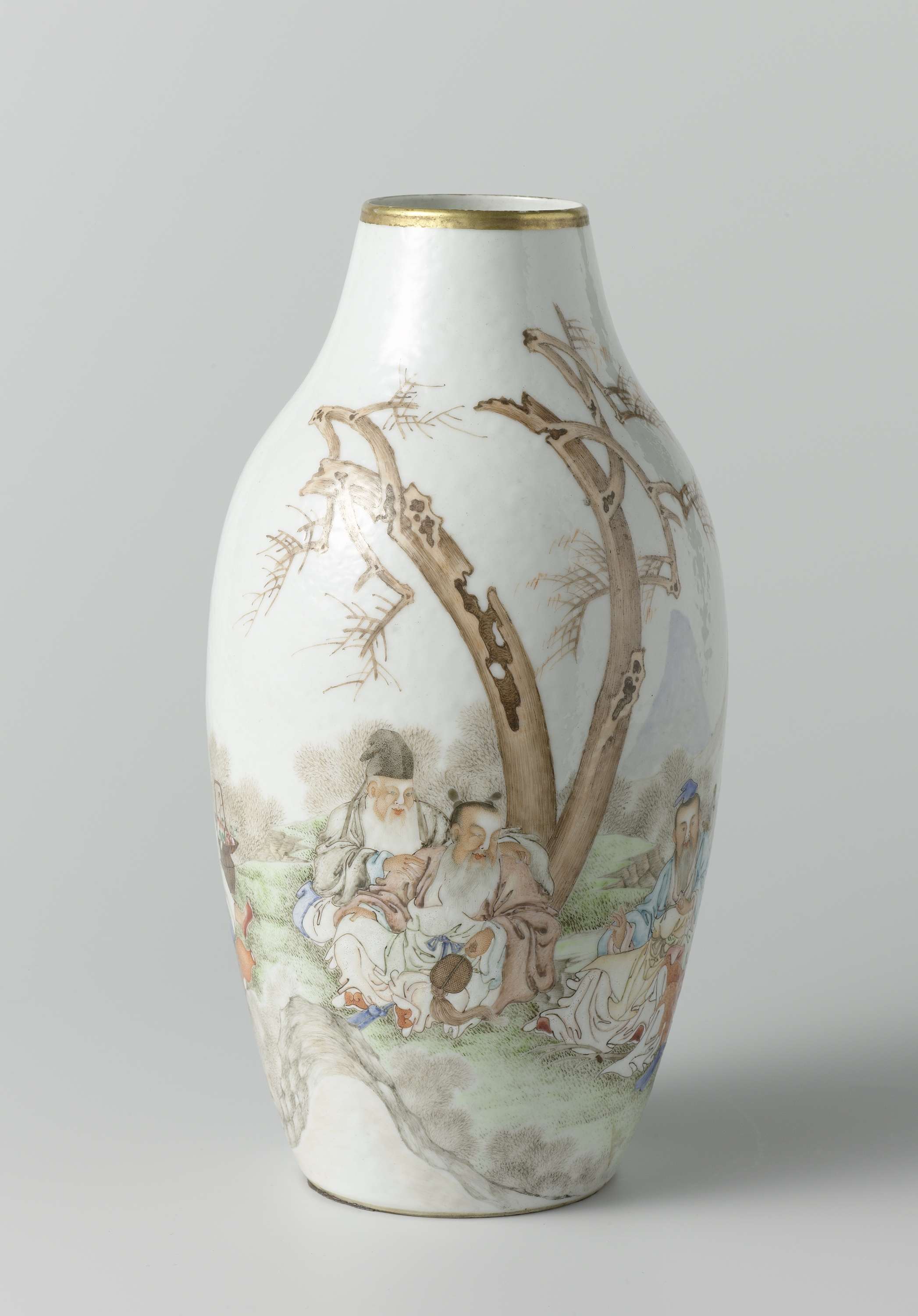 Ovoid vase with Eight Immortals in a landscape, porcelain, Unknown Artist