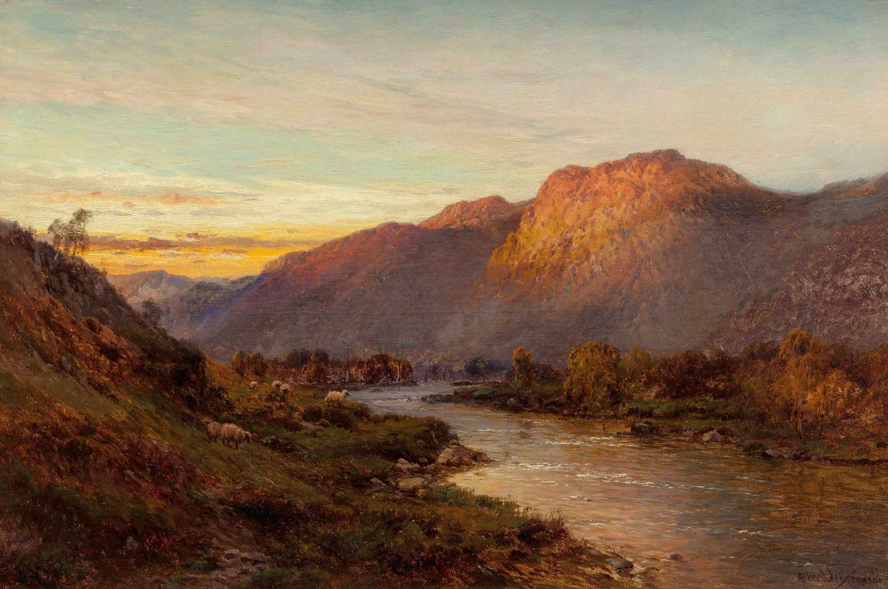 Below the Falls of Glenfinlas, Scotland, by Alfred de Bréanski, public domain