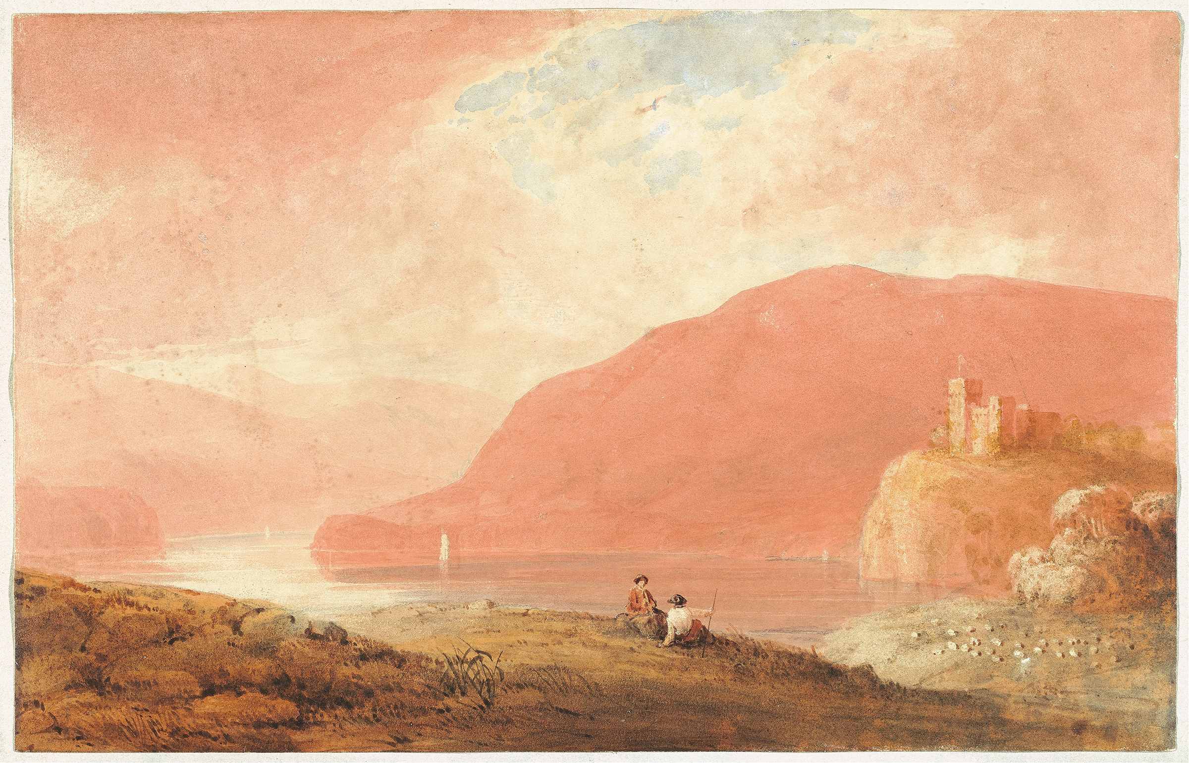 Castle on a river, oil on canvas by Robert Walter Weir