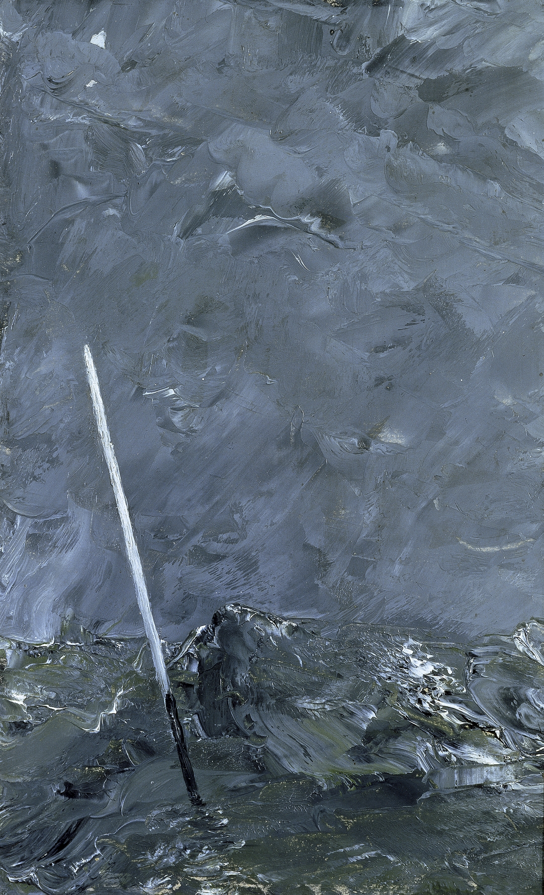 Stormy sea with a buoy, oil on canvas by August Strindberg