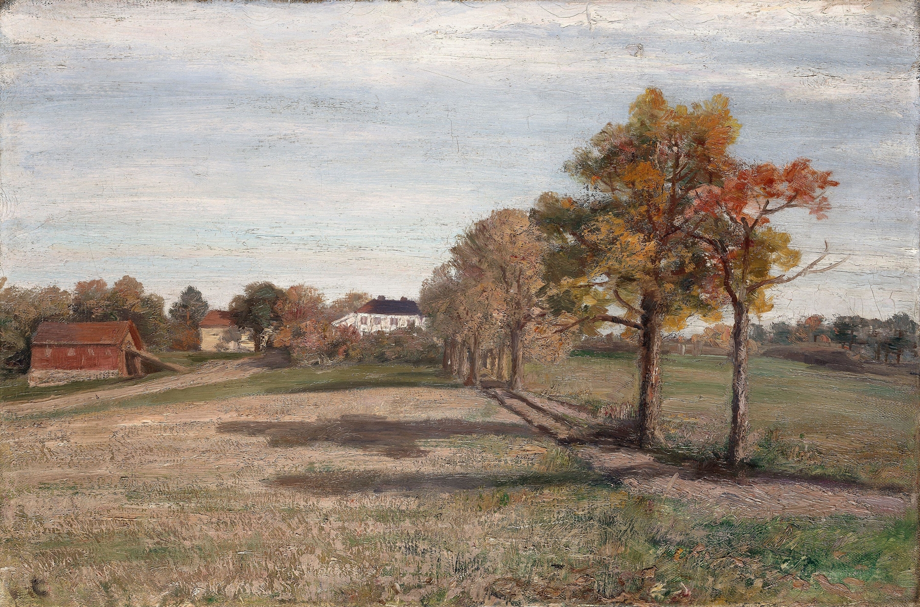 Landscape featuring a manor outside Holmestrand by Frederik Collett, oil painting