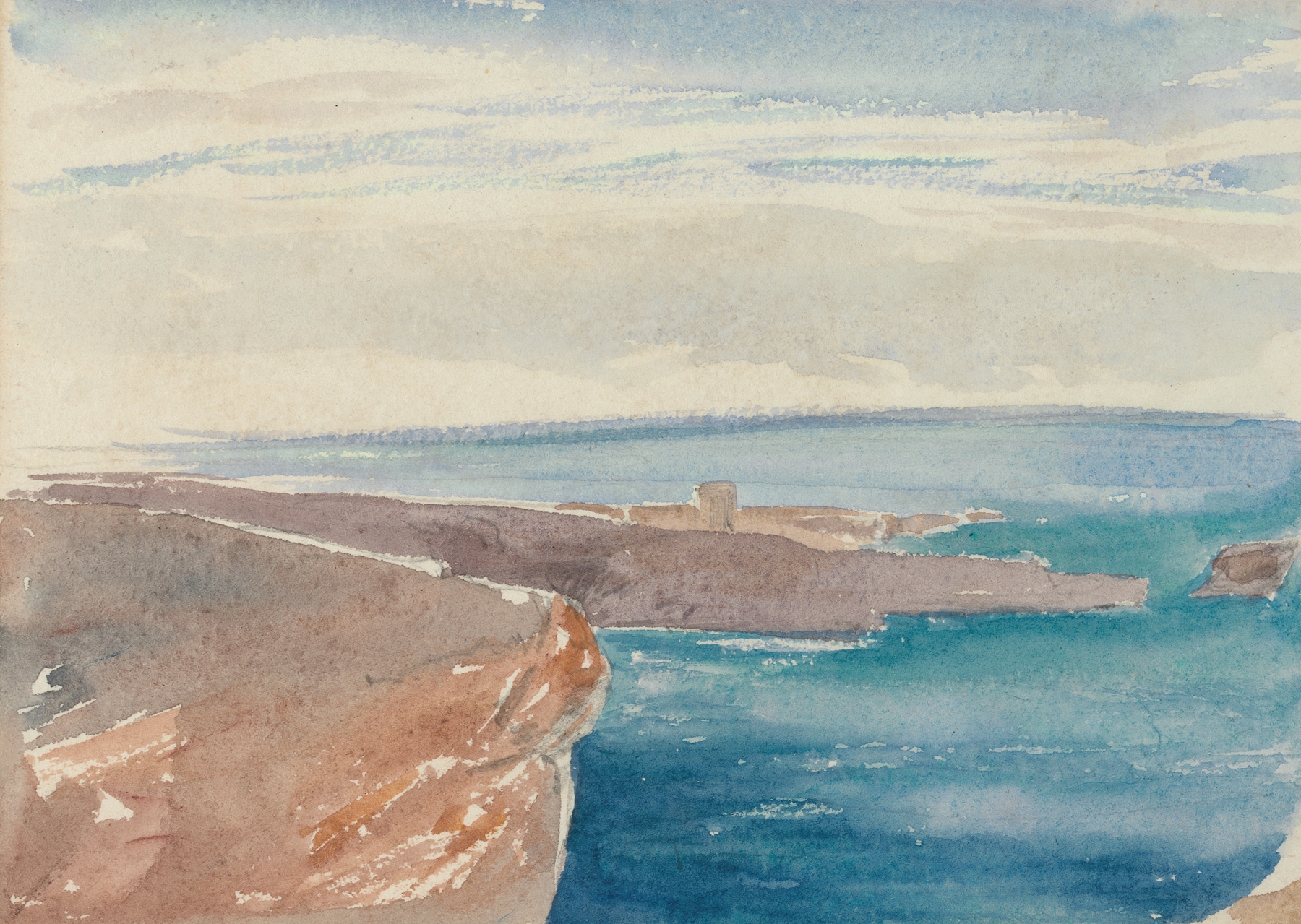 Drawing by Barbara Bodichon, 1861, featuring delicate lines and muted palette.