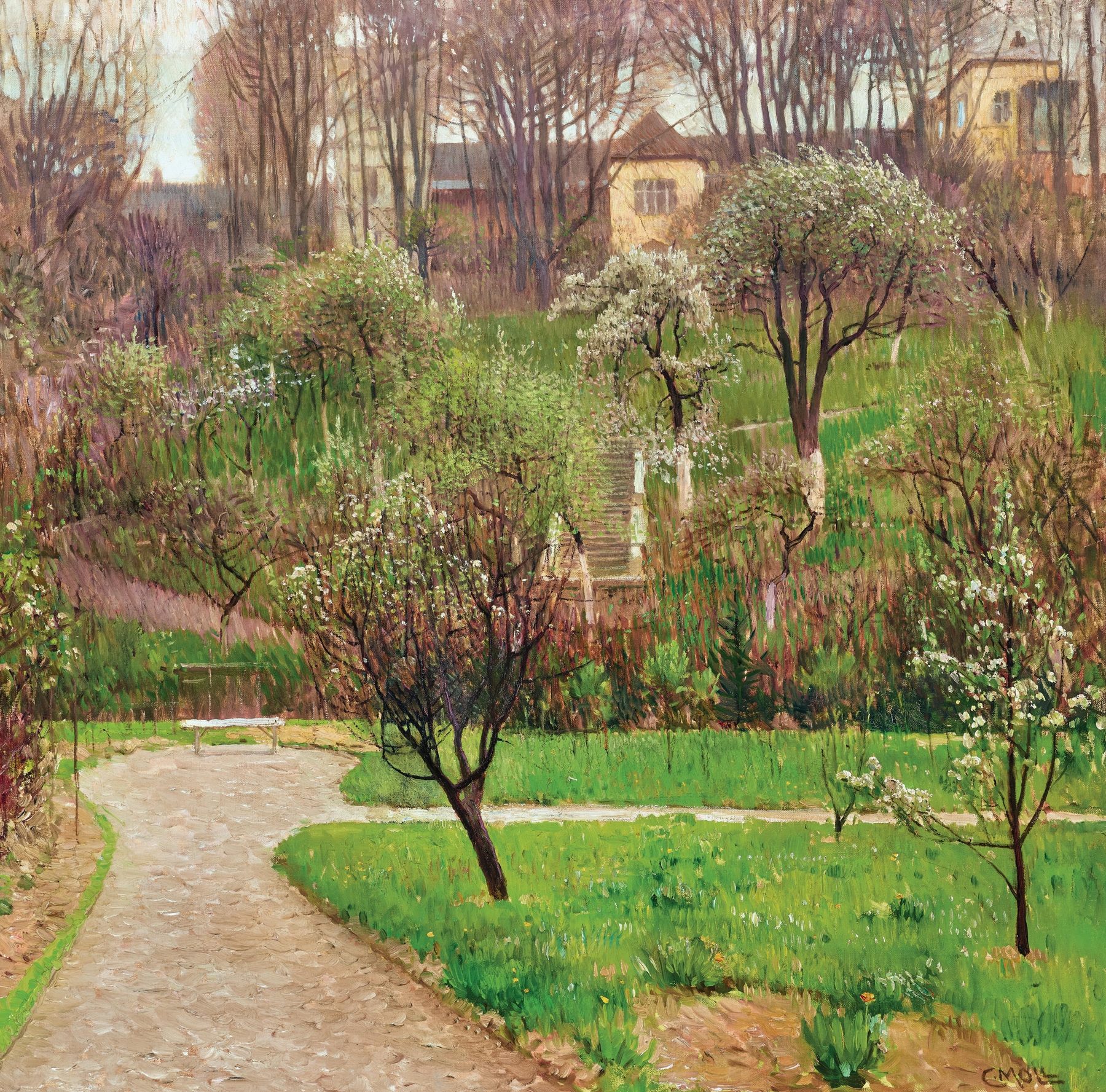 Garten in Döbling (Garden in Döbling, Vienna), by Carl Moll, public domain