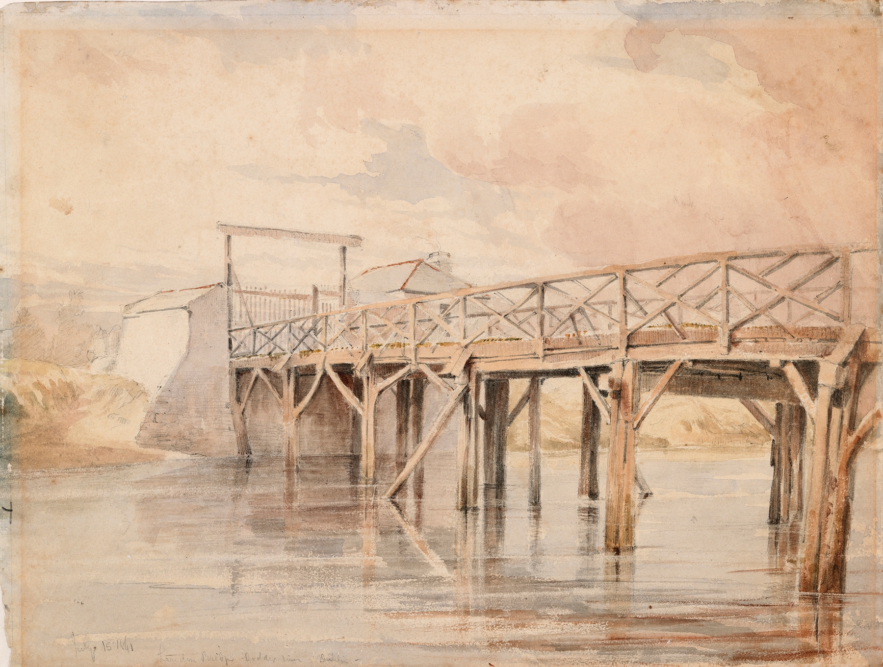 Old London Bridge on the River Dodder, oil painting by George Victor du Noyer
