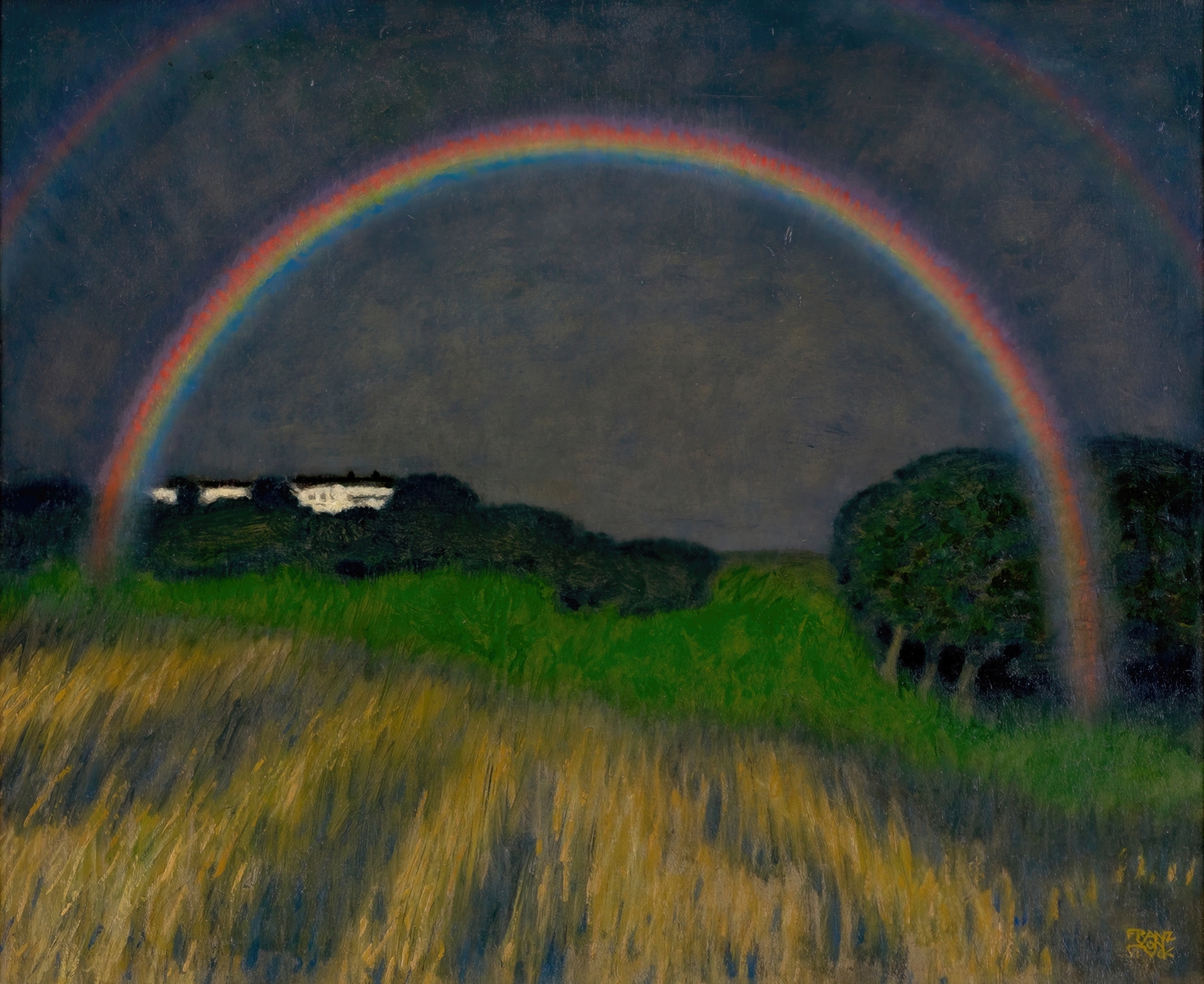 Rainbow landscape by Franz von Stuck, featuring vibrant colors and sweeping brush strokes
