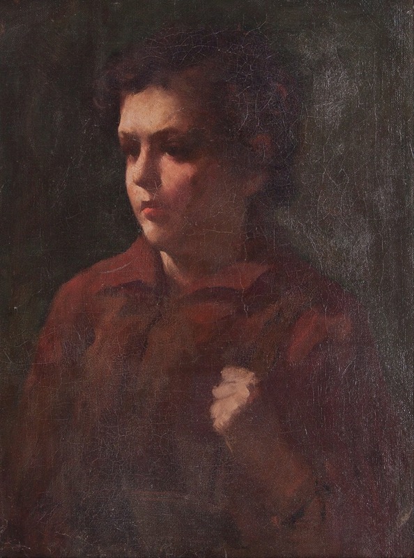 A portrait of a school boy by Frank Duveneck.