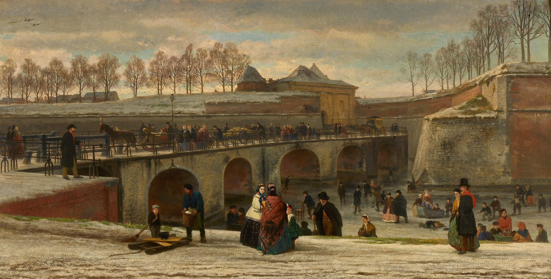 La porte de Borgerhout by Florent Crabeels, oil on canvas depicting an archway with sunlight and foliage.