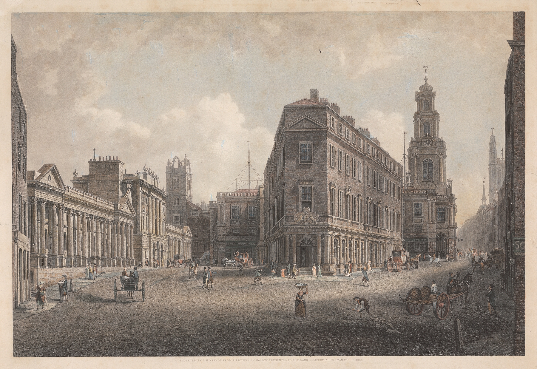 Oil on canvas by William Marlow depicting the Royal Exchange illuminated by gentle light