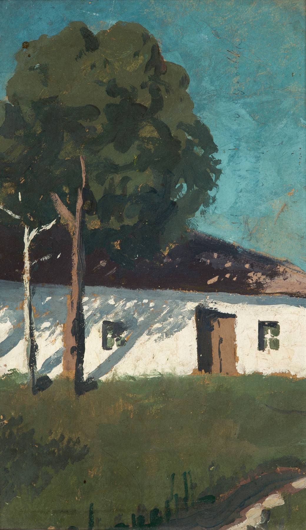 House in the Sun by Henryk Szczygliński, oil painting depicting a sunlit house and landscape.